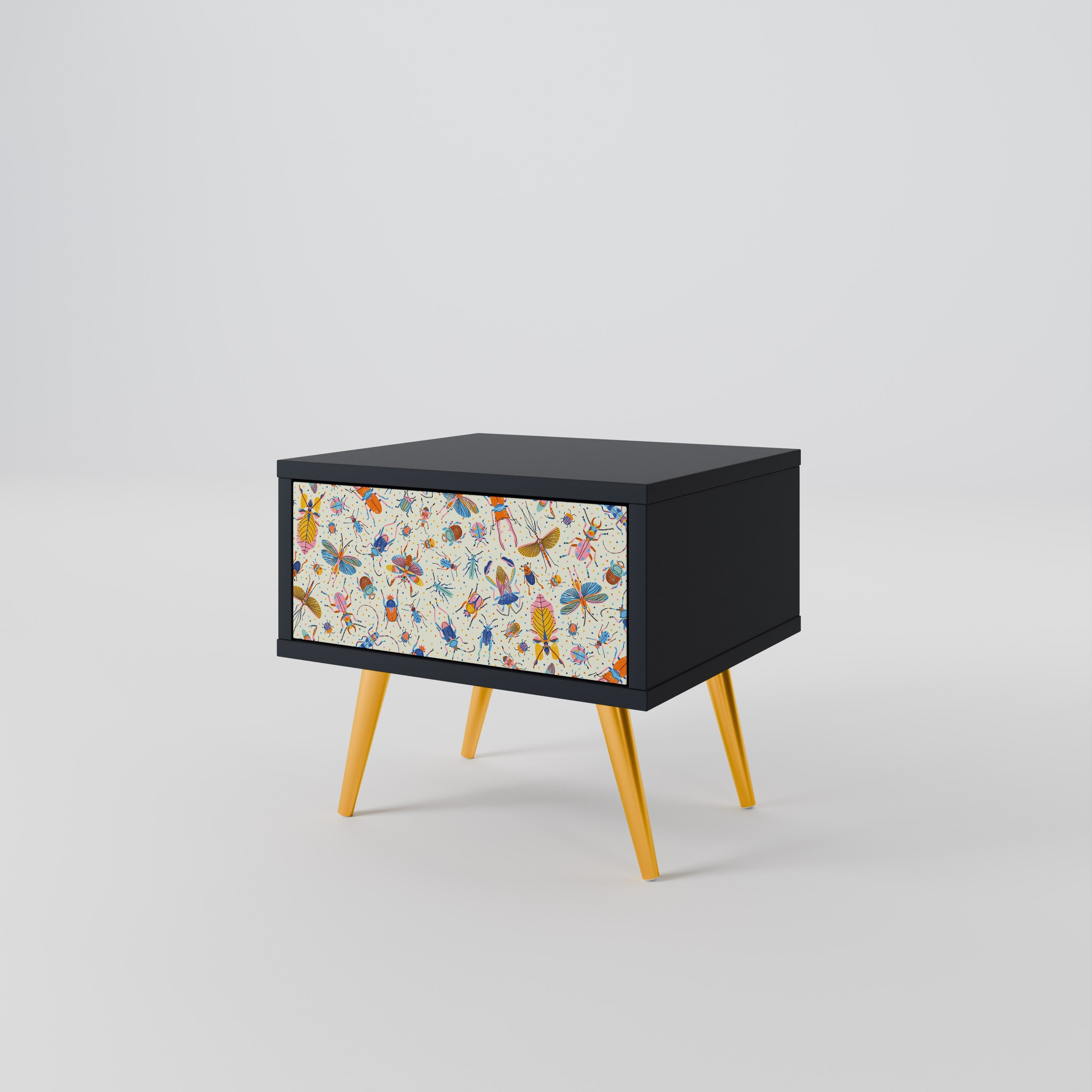Table de chevet COLORFUL INSECTS en finition noire