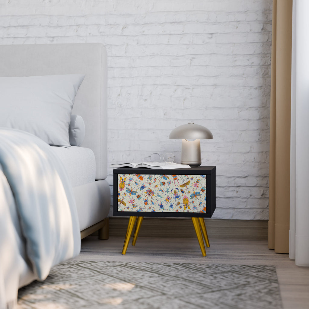 Table de chevet COLORFUL INSECTS en finition noire