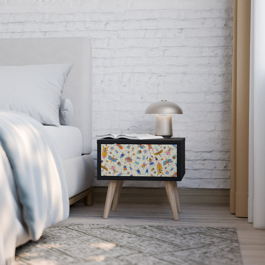 Table de chevet COLORFUL INSECTS en finition noire