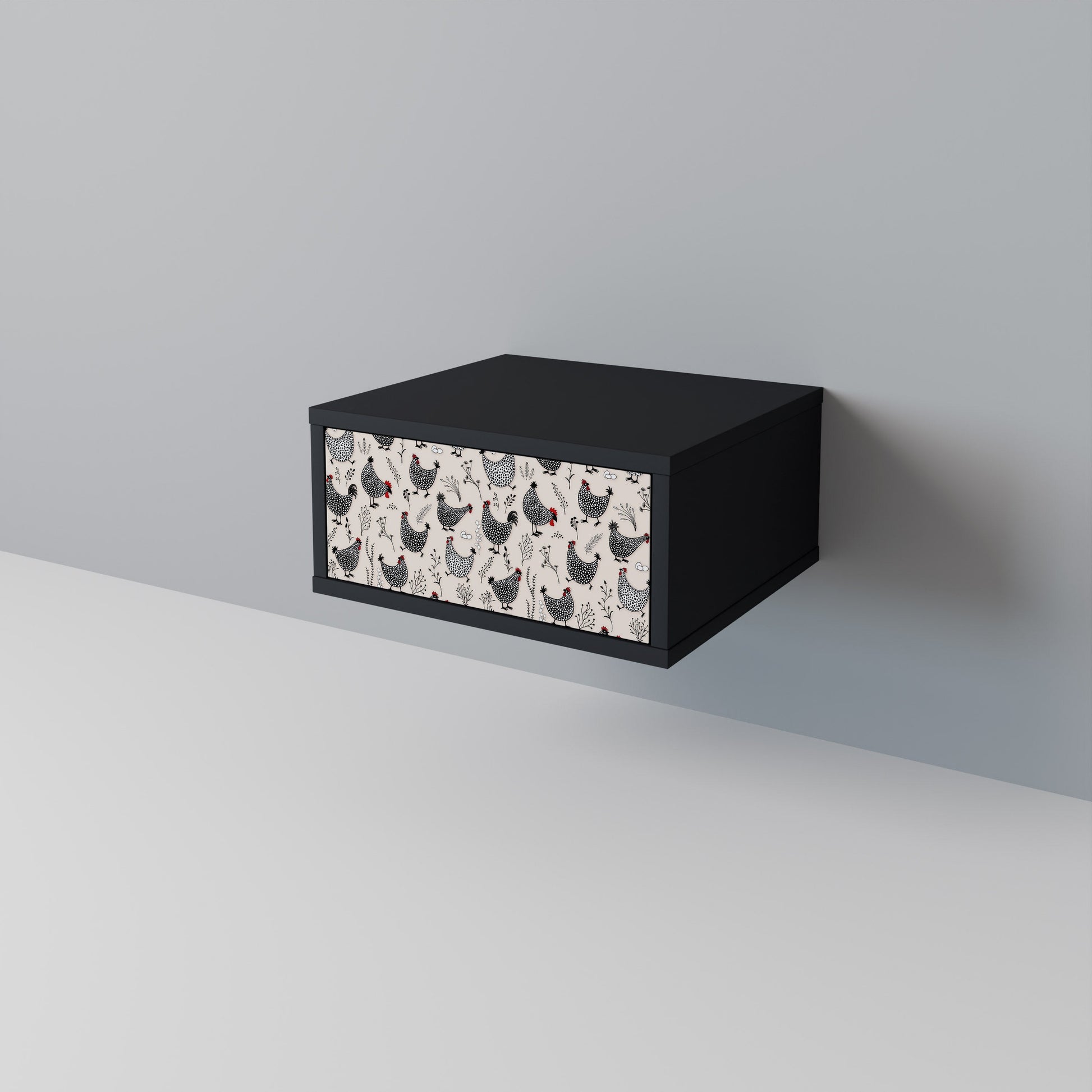 Table de chevet HAPPY HENS en finition noire