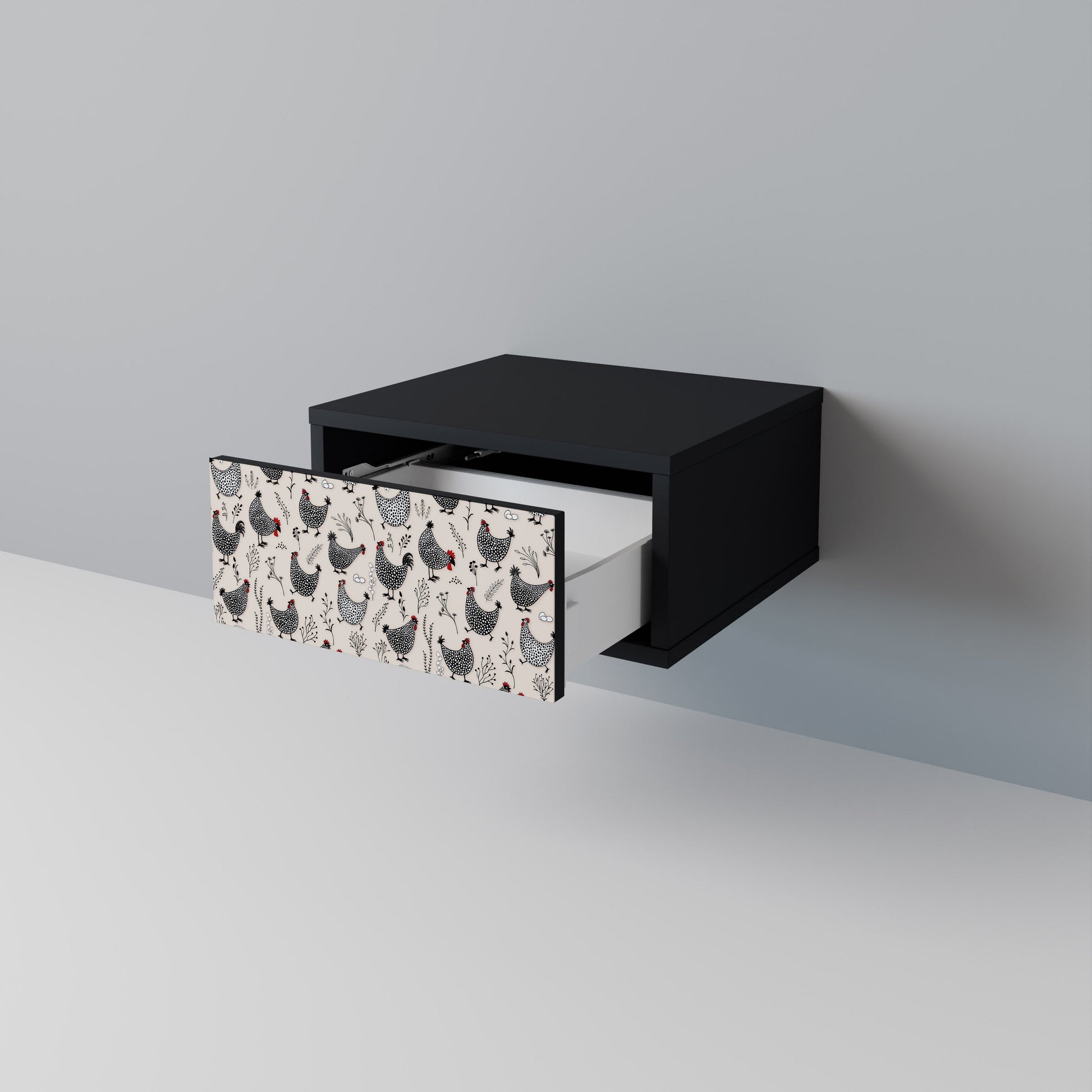 Table de chevet HAPPY HENS en finition noire