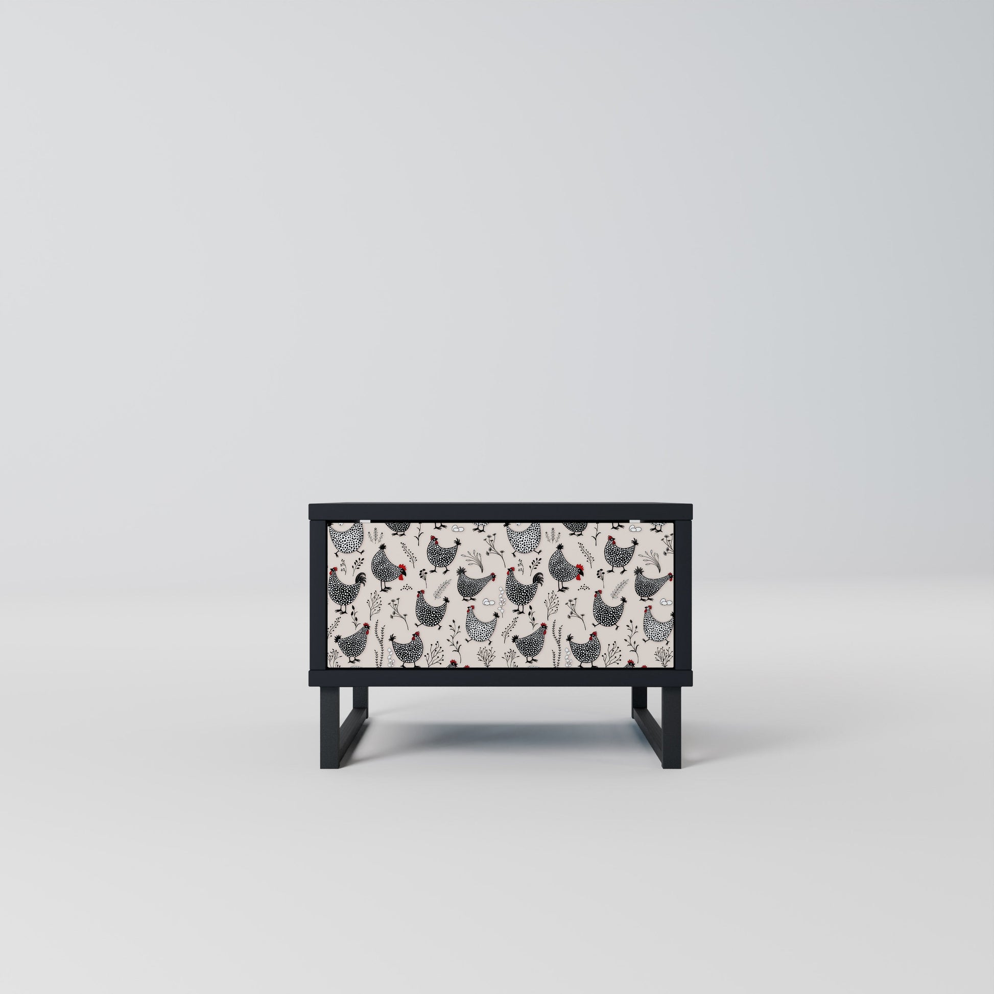 Table de chevet HAPPY HENS en finition noire