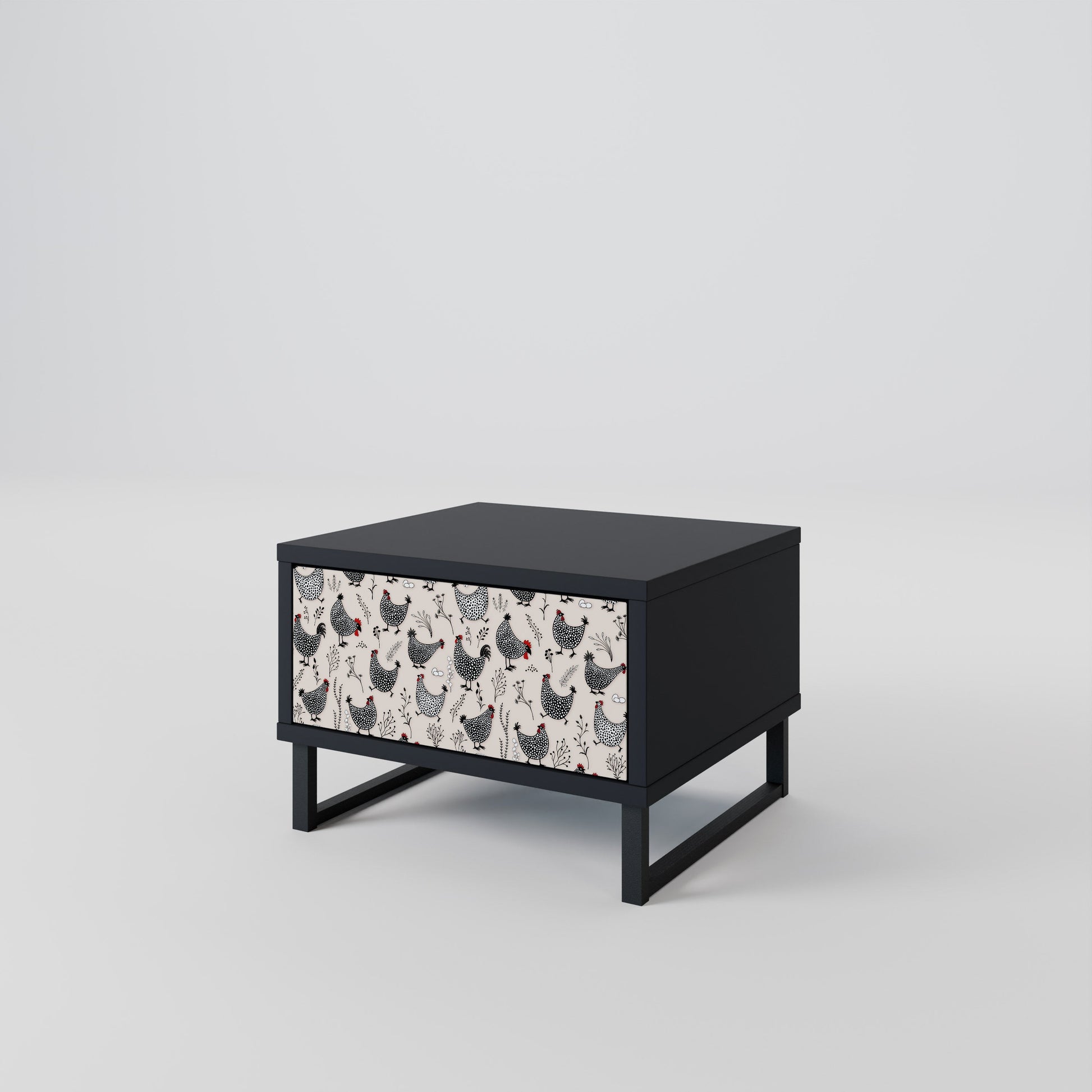 Table de chevet HAPPY HENS en finition noire