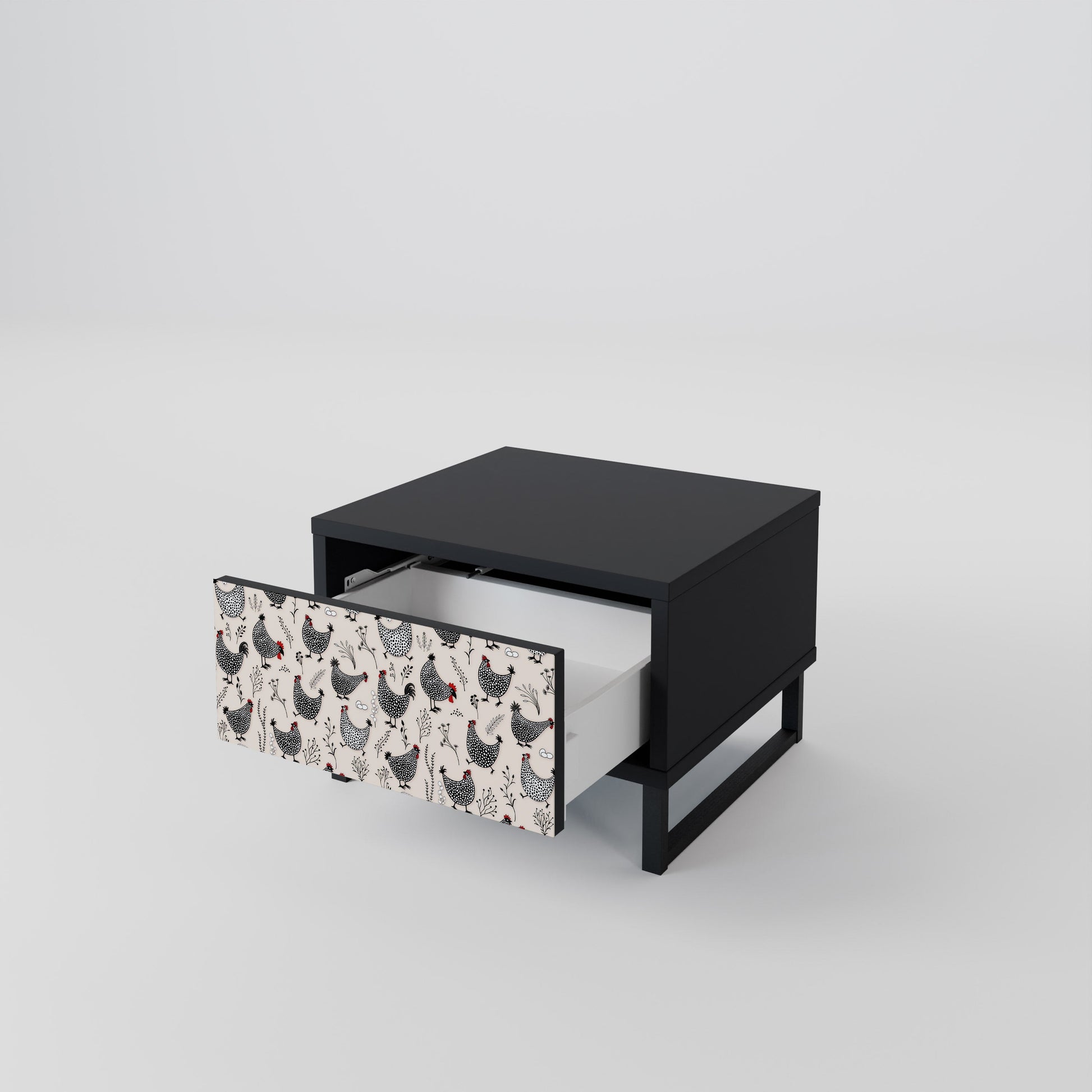 Table de chevet HAPPY HENS en finition noire