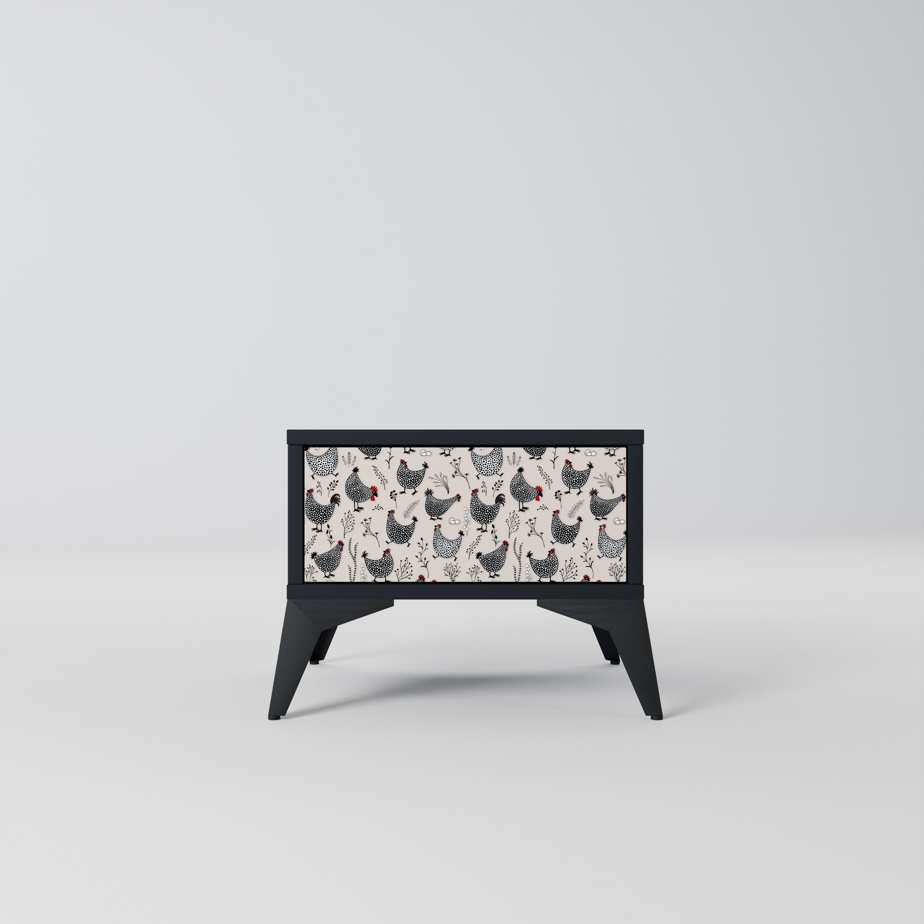 Table de chevet HAPPY HENS en finition noire