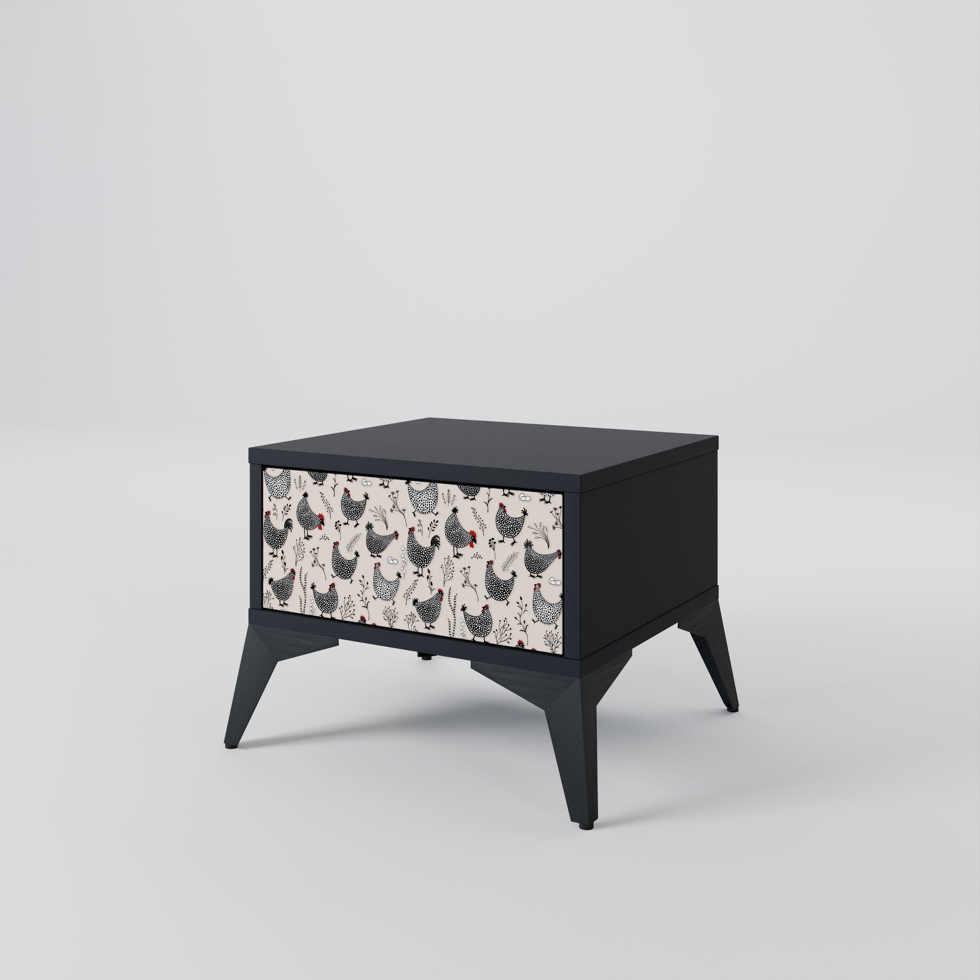 Table de chevet HAPPY HENS en finition noire
