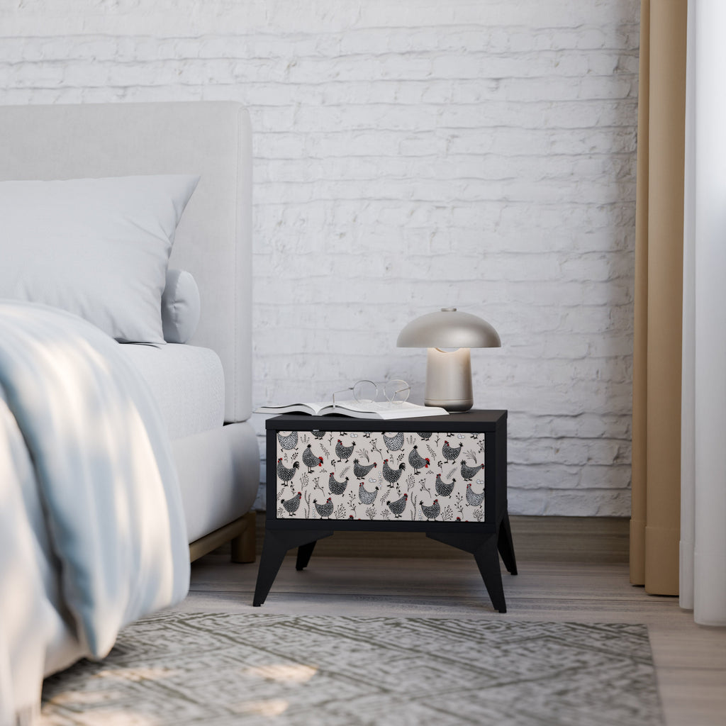 Table de chevet HAPPY HENS en finition noire