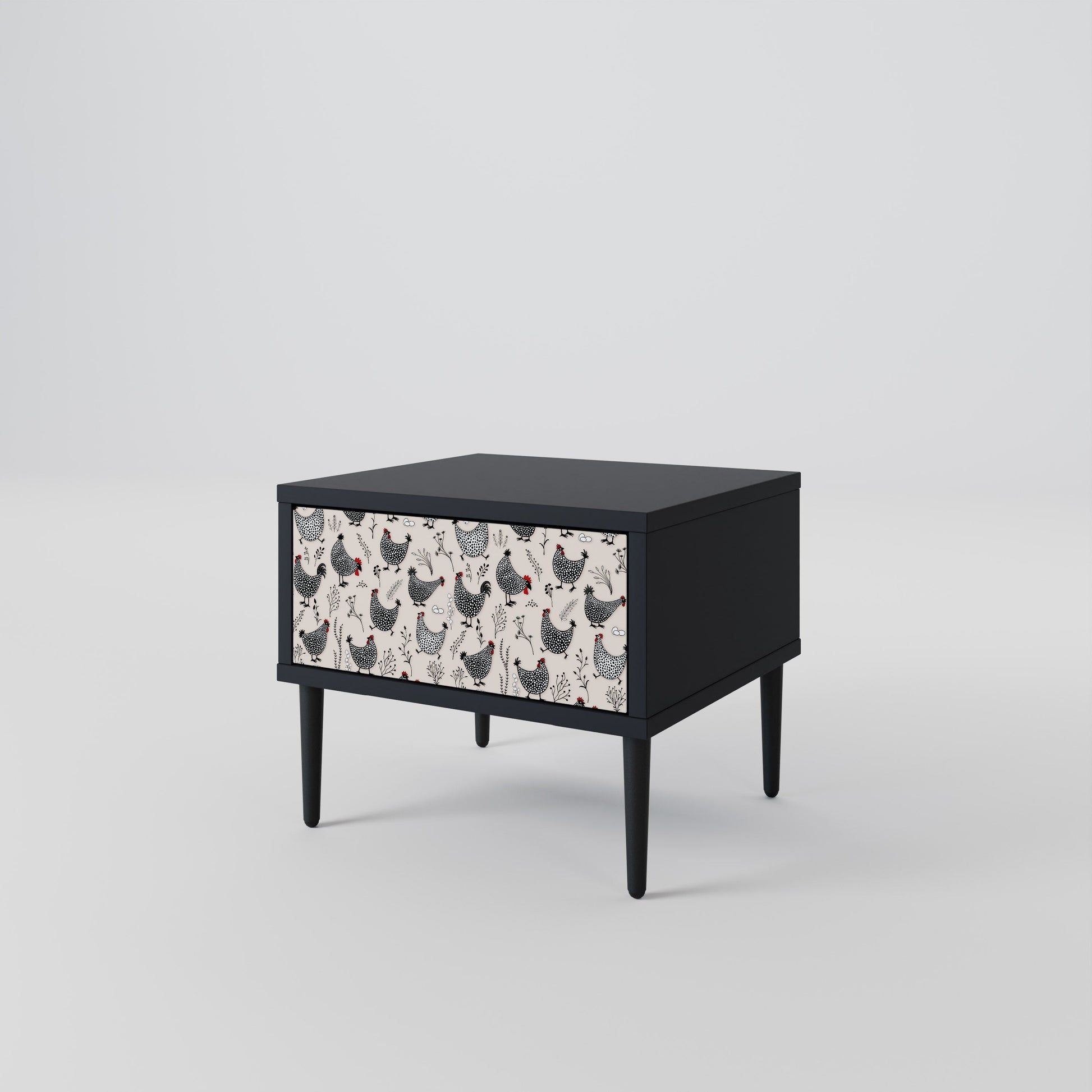 Table de chevet HAPPY HENS en finition noire