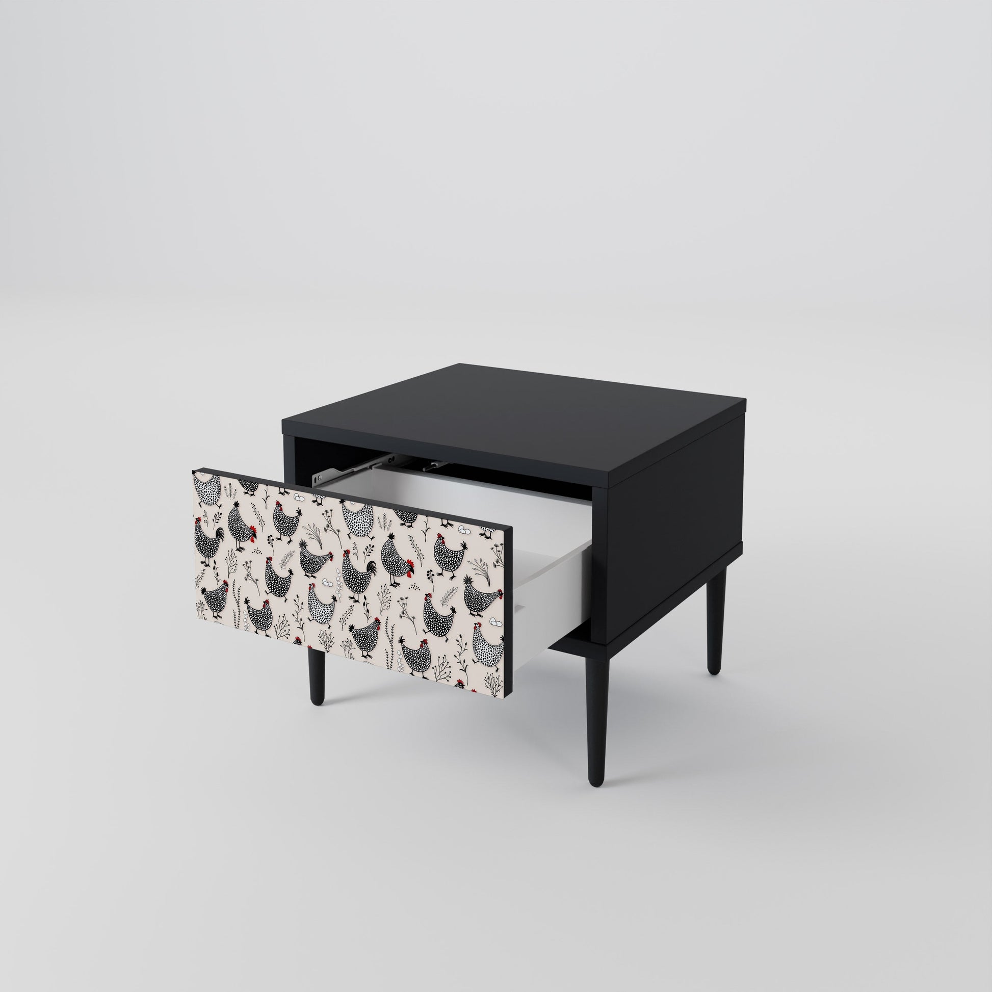 Table de chevet HAPPY HENS en finition noire