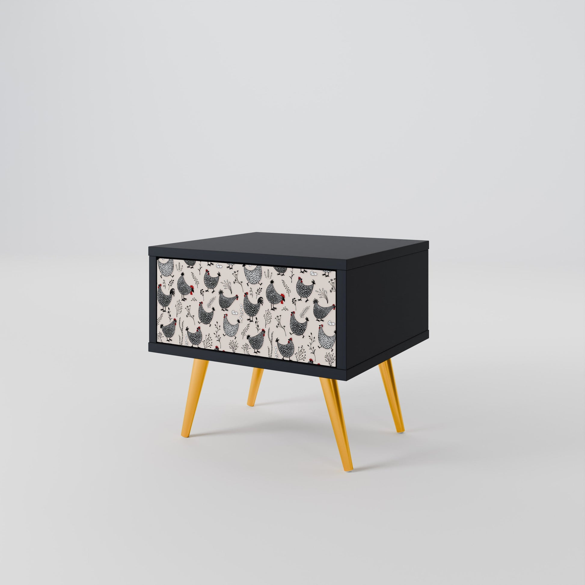Table de chevet HAPPY HENS en finition noire