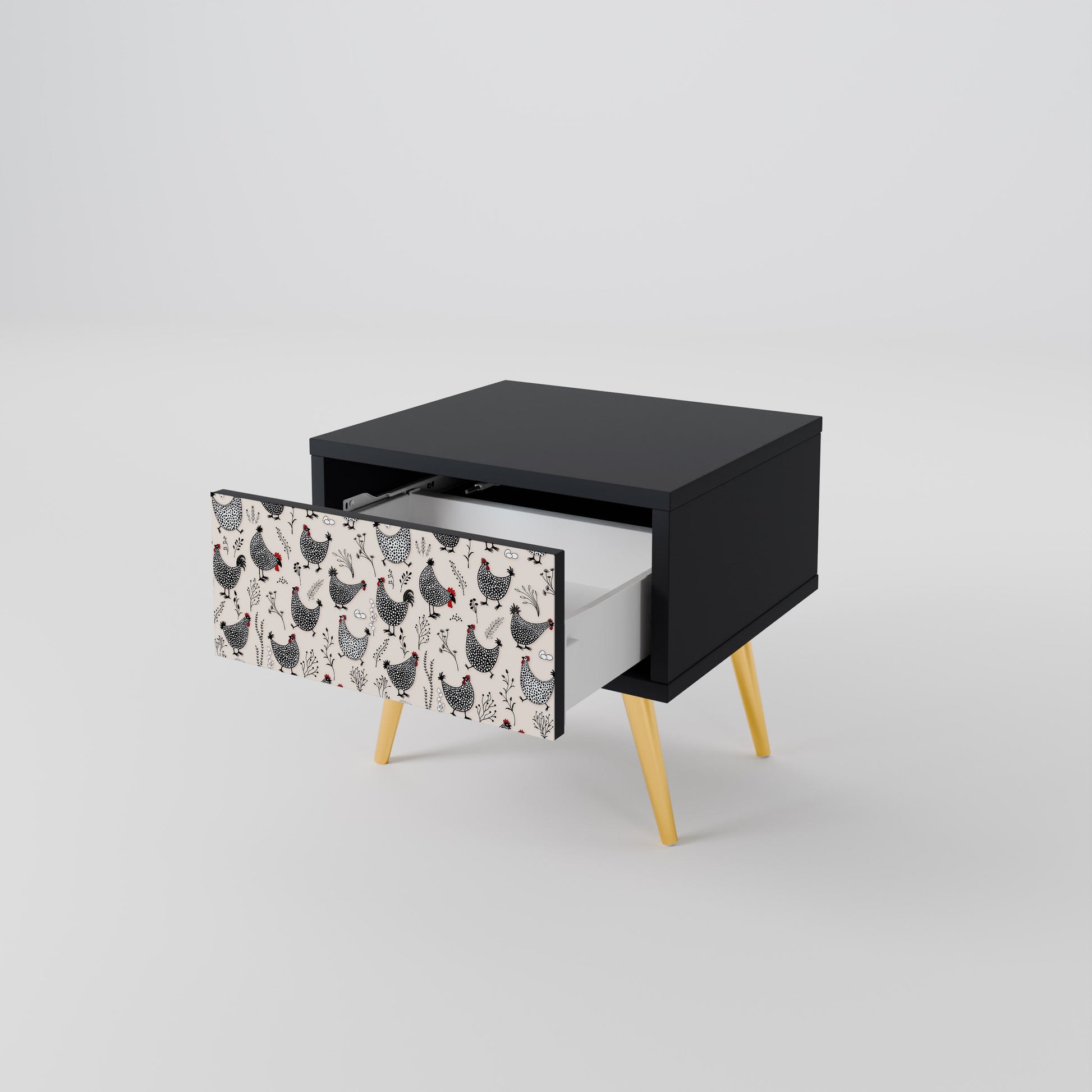 Table de chevet HAPPY HENS en finition noire