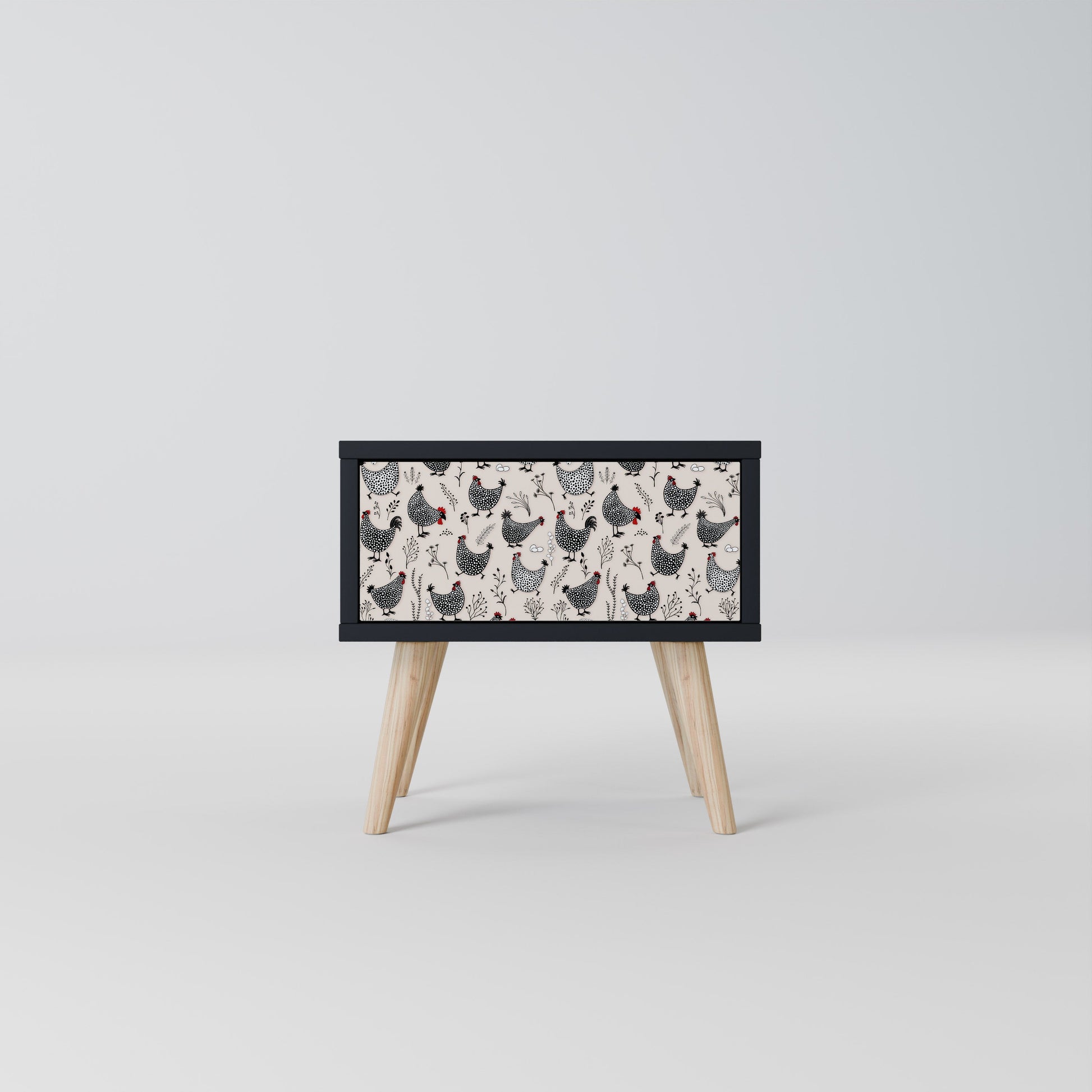 Table de chevet HAPPY HENS en finition noire