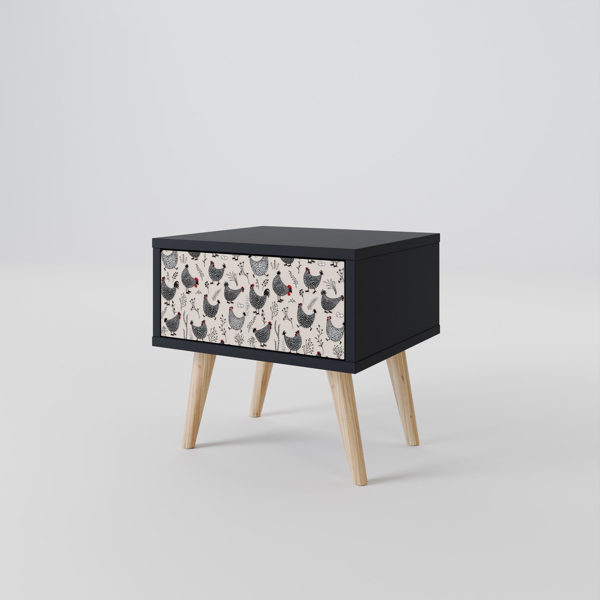 Table de chevet HAPPY HENS en finition noire