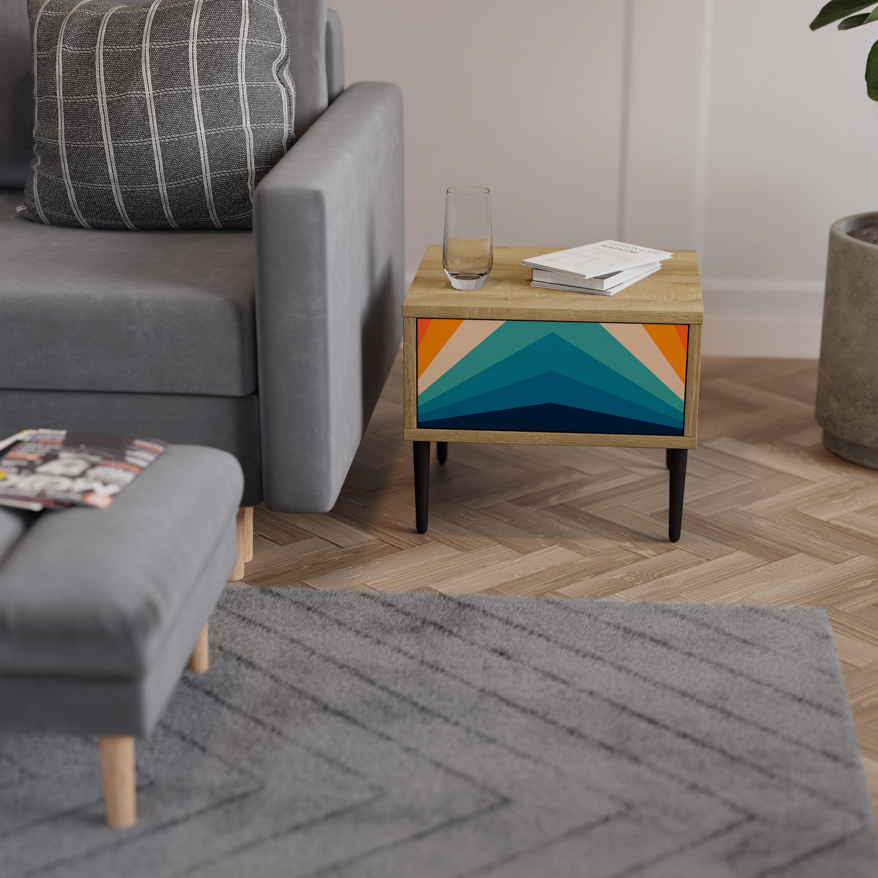 Table de chevet PRISM CONCUSSION effet chêne