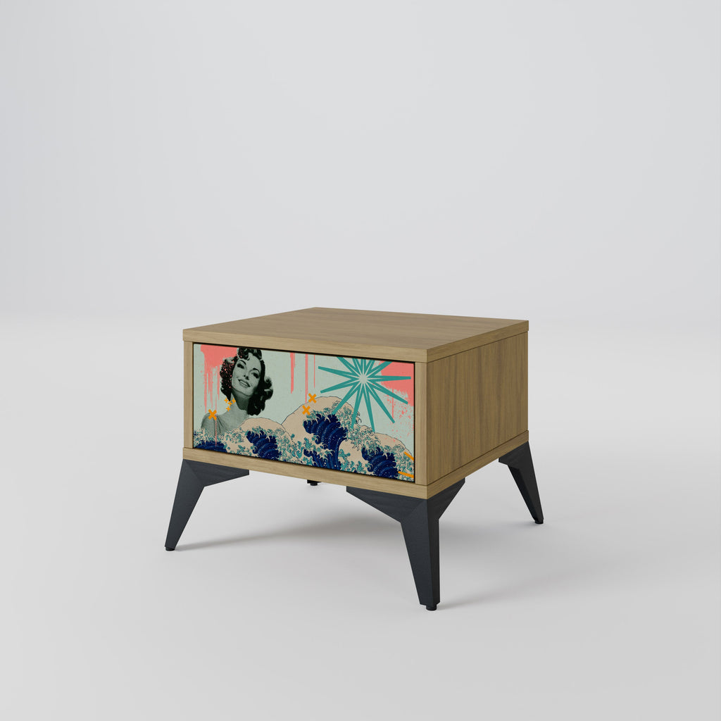 Table de chevet KANAGAWA BEAUTY effet chêne