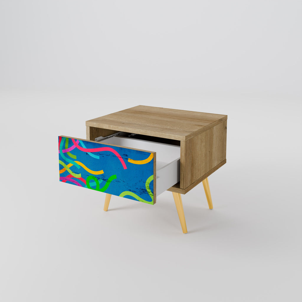 Table de chevet STREAMER TANGLE effet chêne