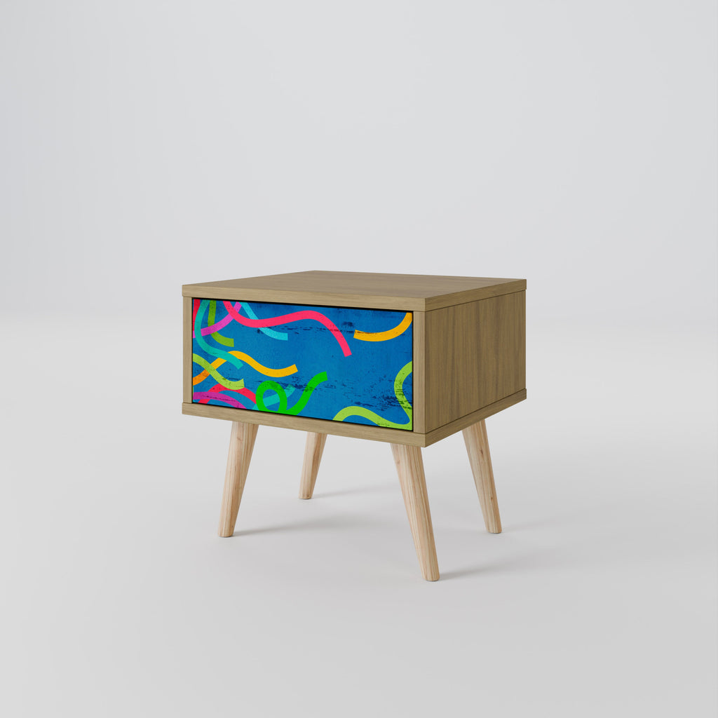 Table de chevet STREAMER TANGLE effet chêne