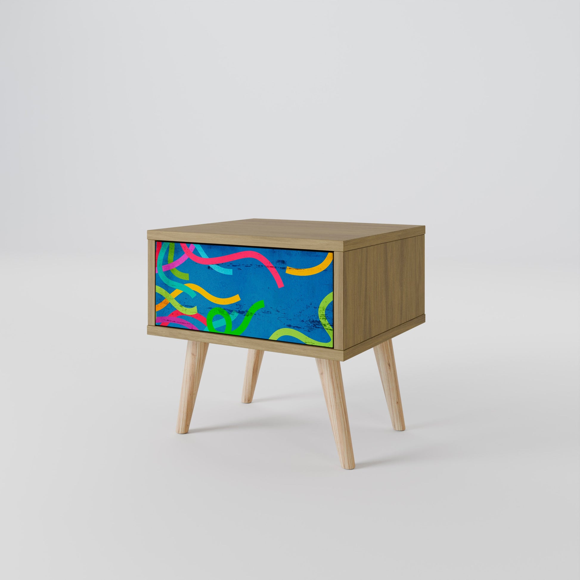 Table de chevet STREAMER TANGLE effet chêne