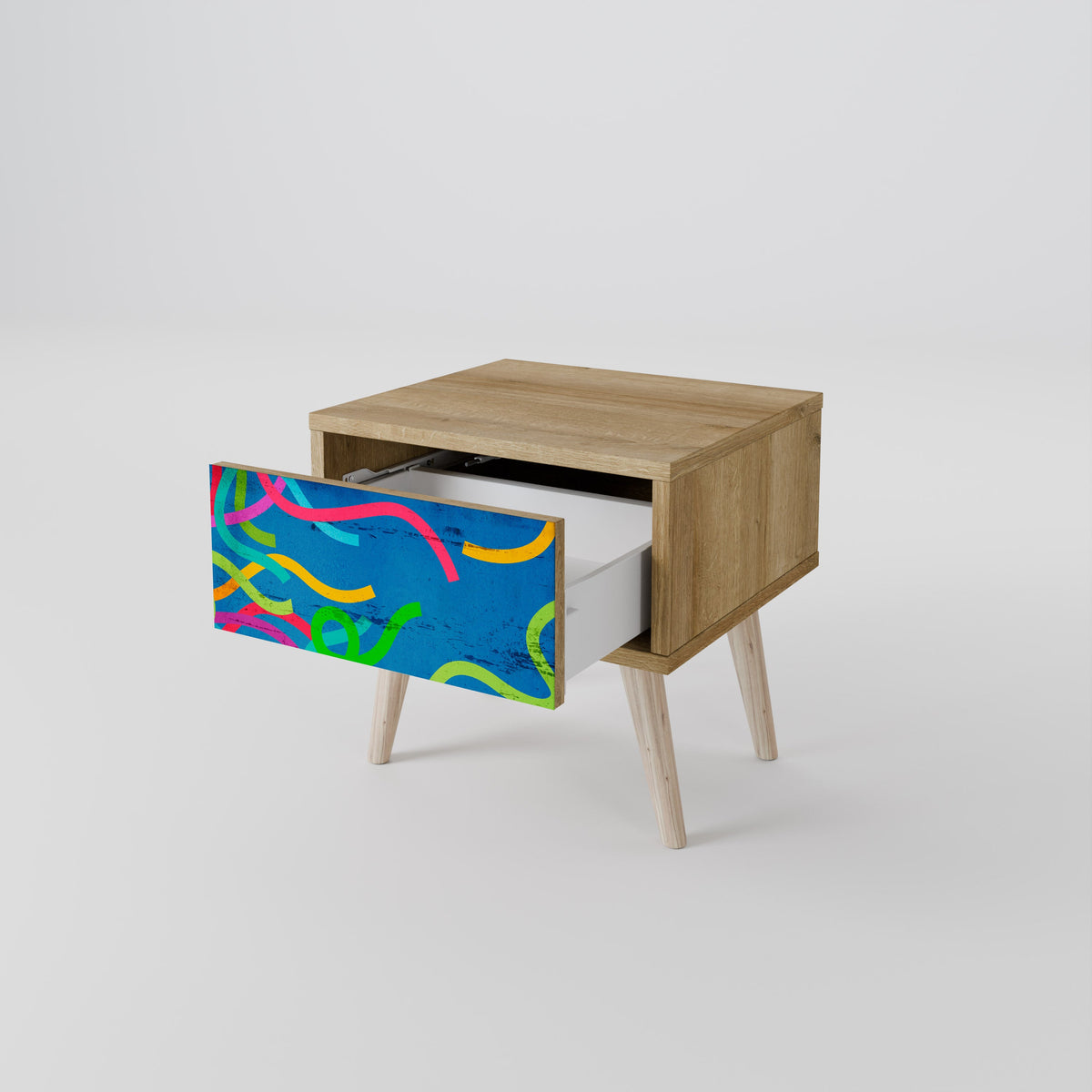 Table de chevet STREAMER TANGLE effet chêne