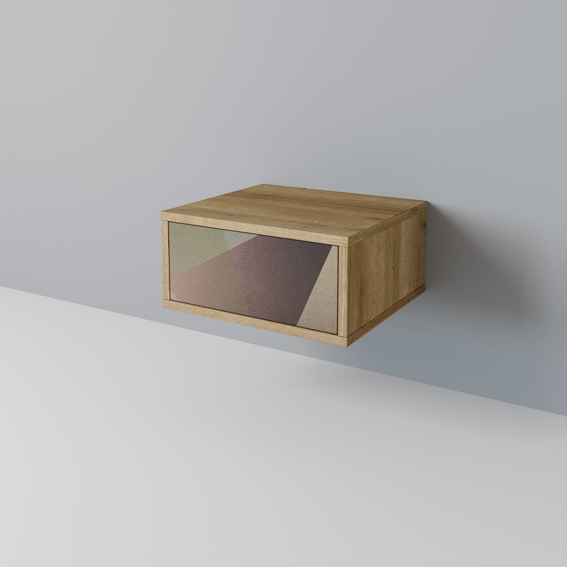 Table de chevet BEIGE GEOMETRY effet chêne