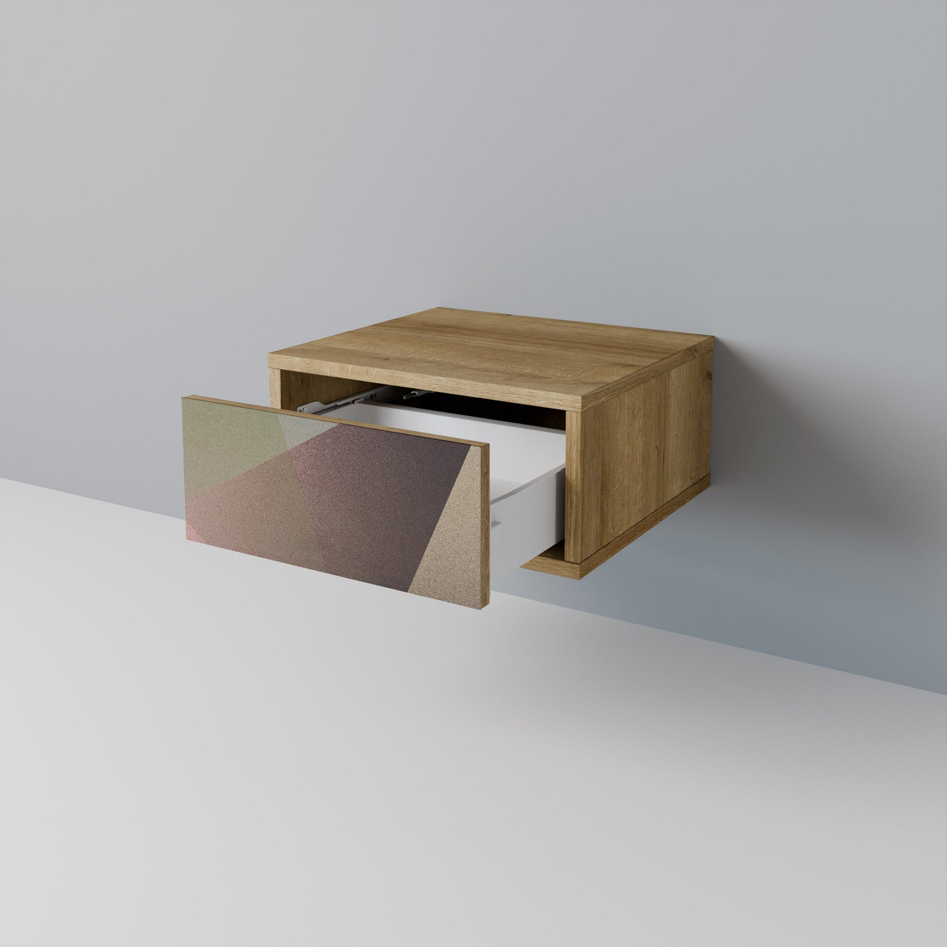 Table de chevet BEIGE GEOMETRY effet chêne