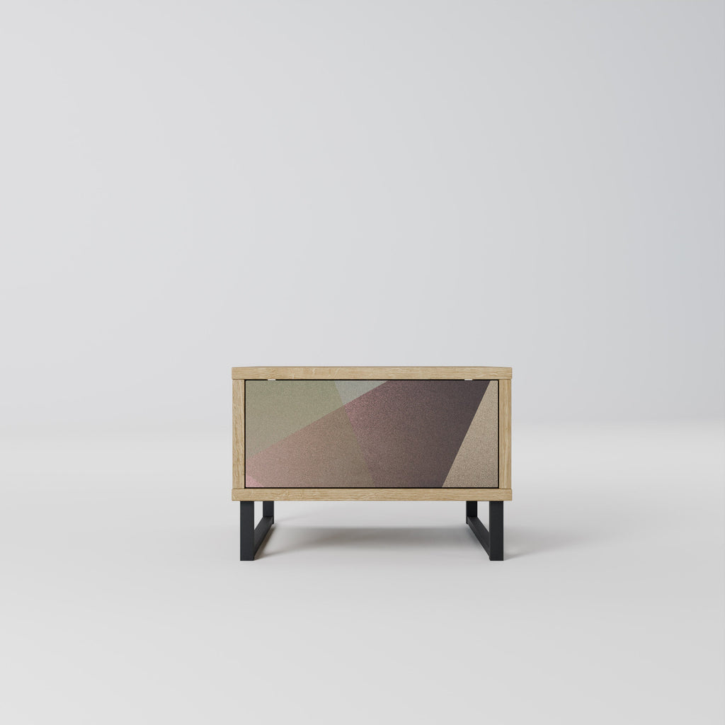 Table de chevet BEIGE GEOMETRY effet chêne