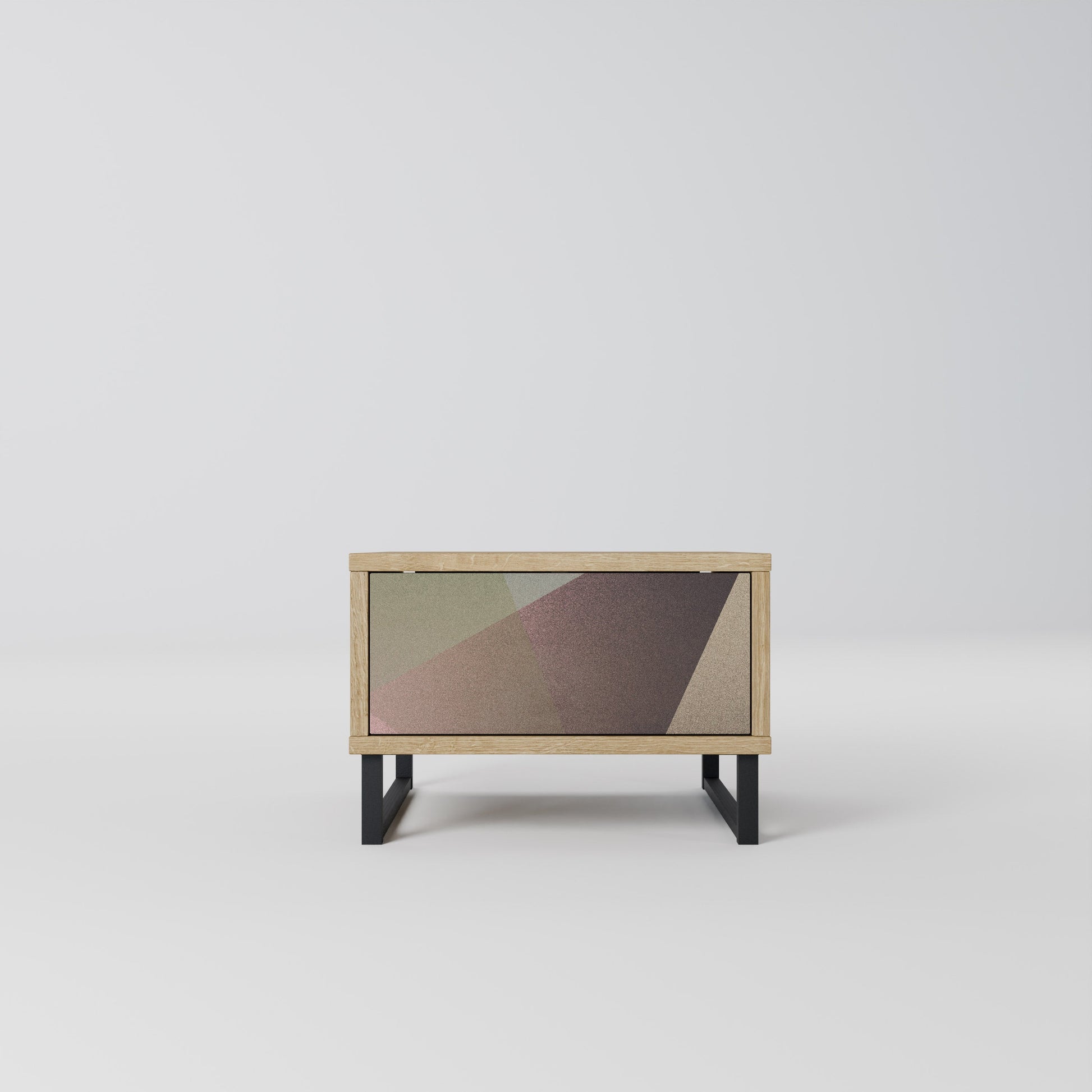 Table de chevet BEIGE GEOMETRY effet chêne