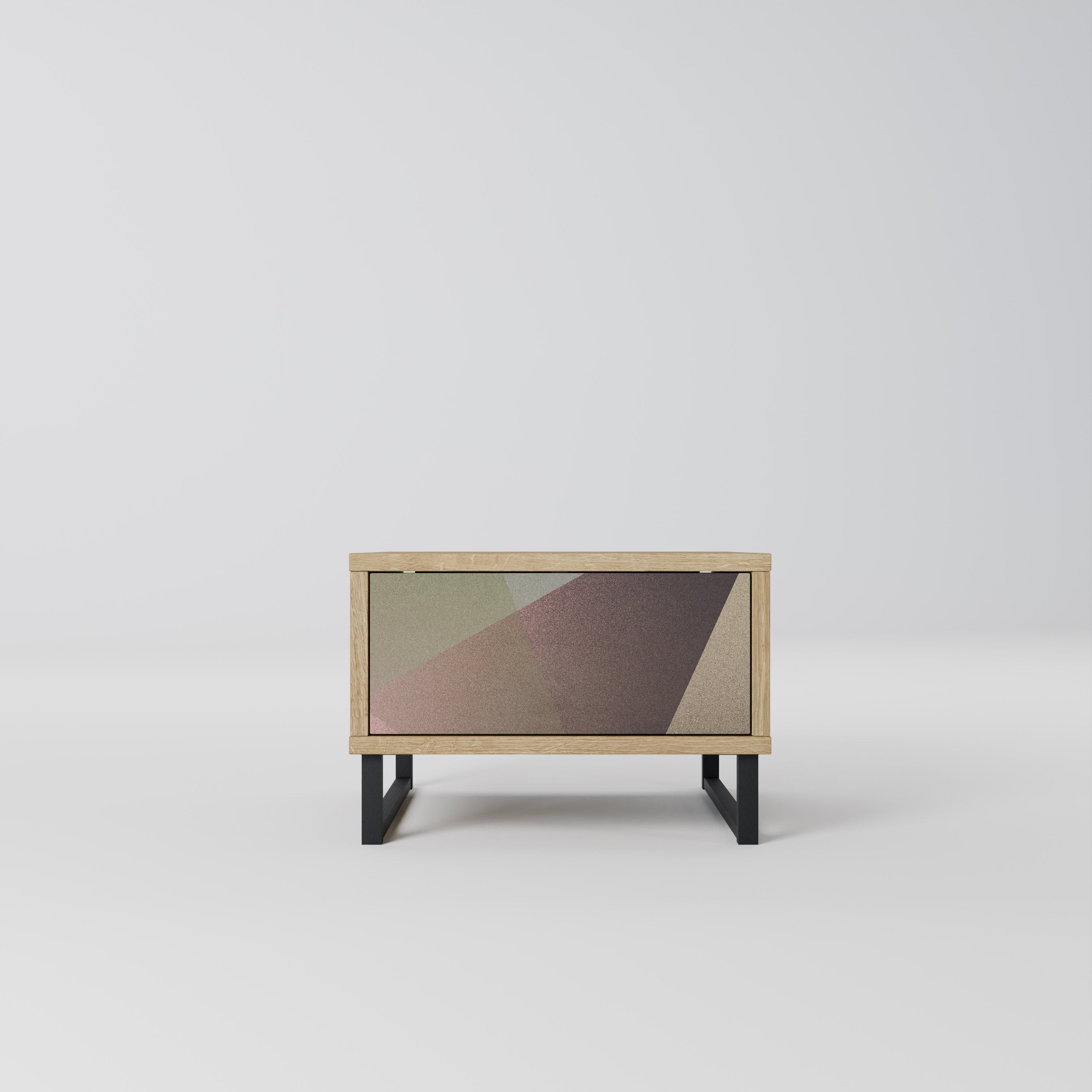 Table de chevet BEIGE GEOMETRY effet chêne