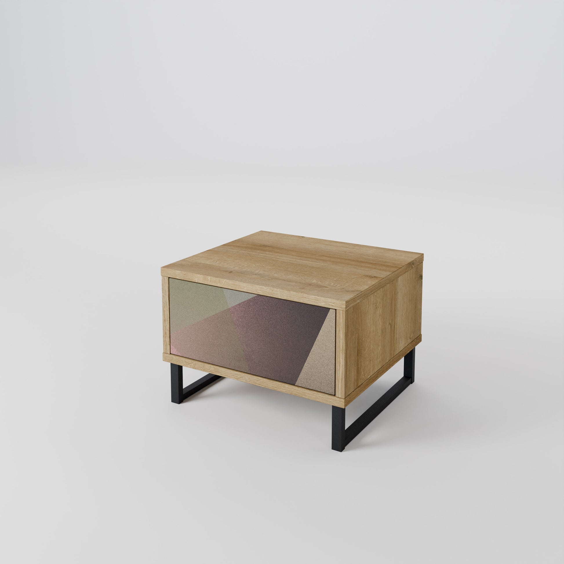 Table de chevet BEIGE GEOMETRY effet chêne