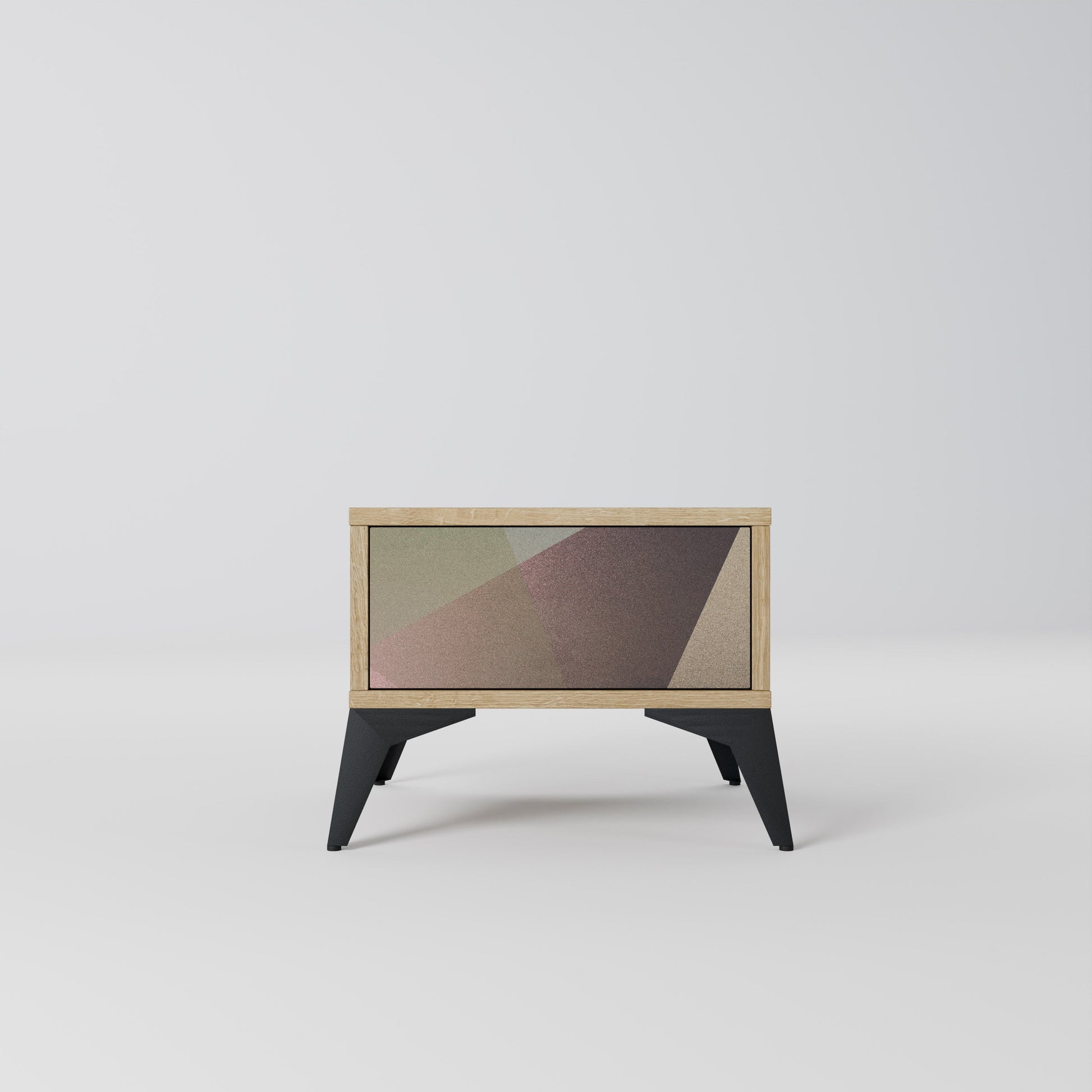 Table de chevet BEIGE GEOMETRY effet chêne