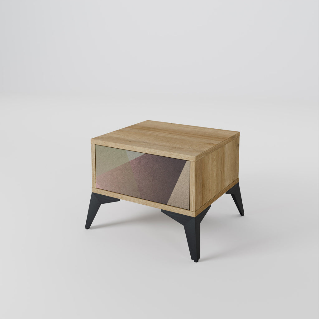 Table de chevet BEIGE GEOMETRY effet chêne