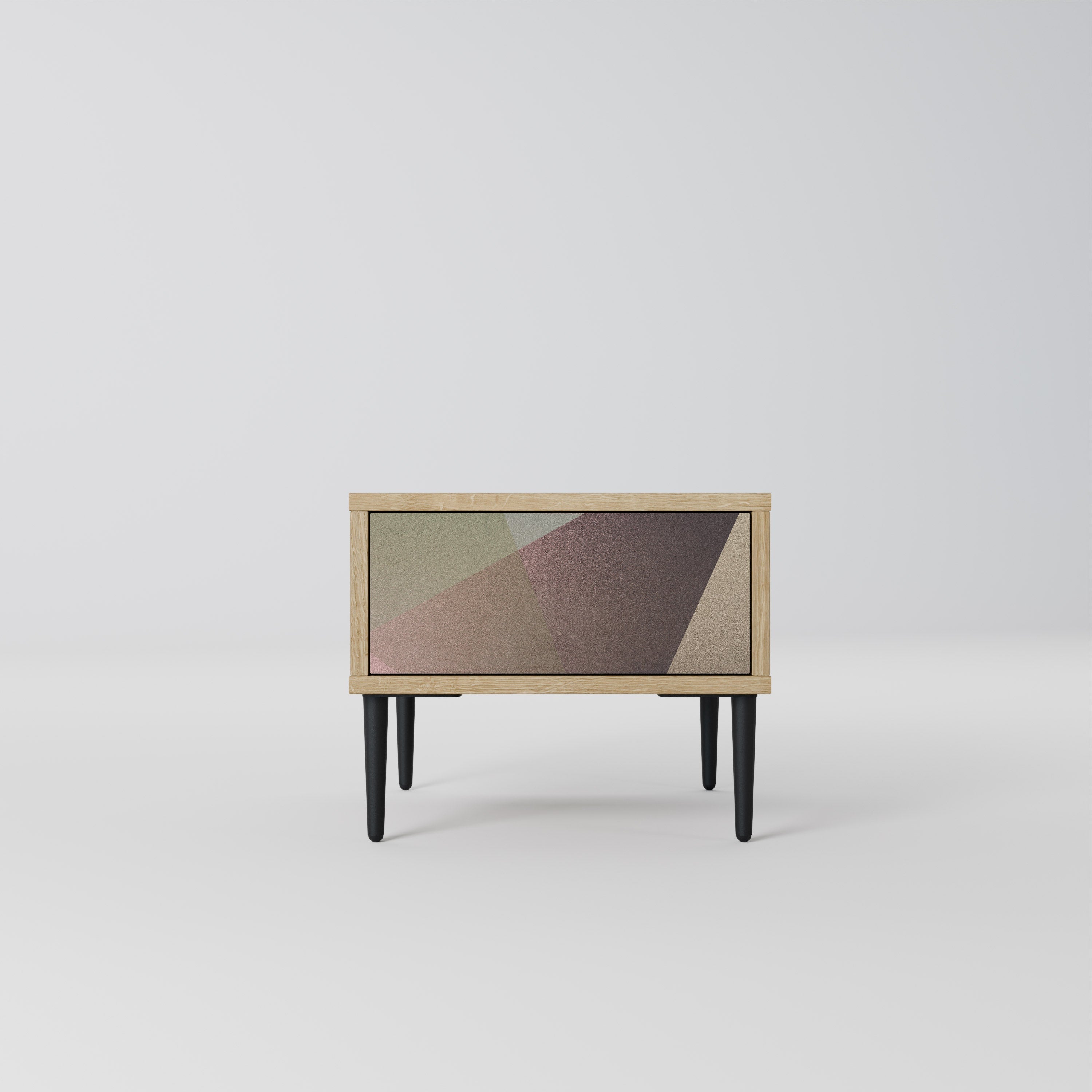 Table de chevet BEIGE GEOMETRY effet chêne