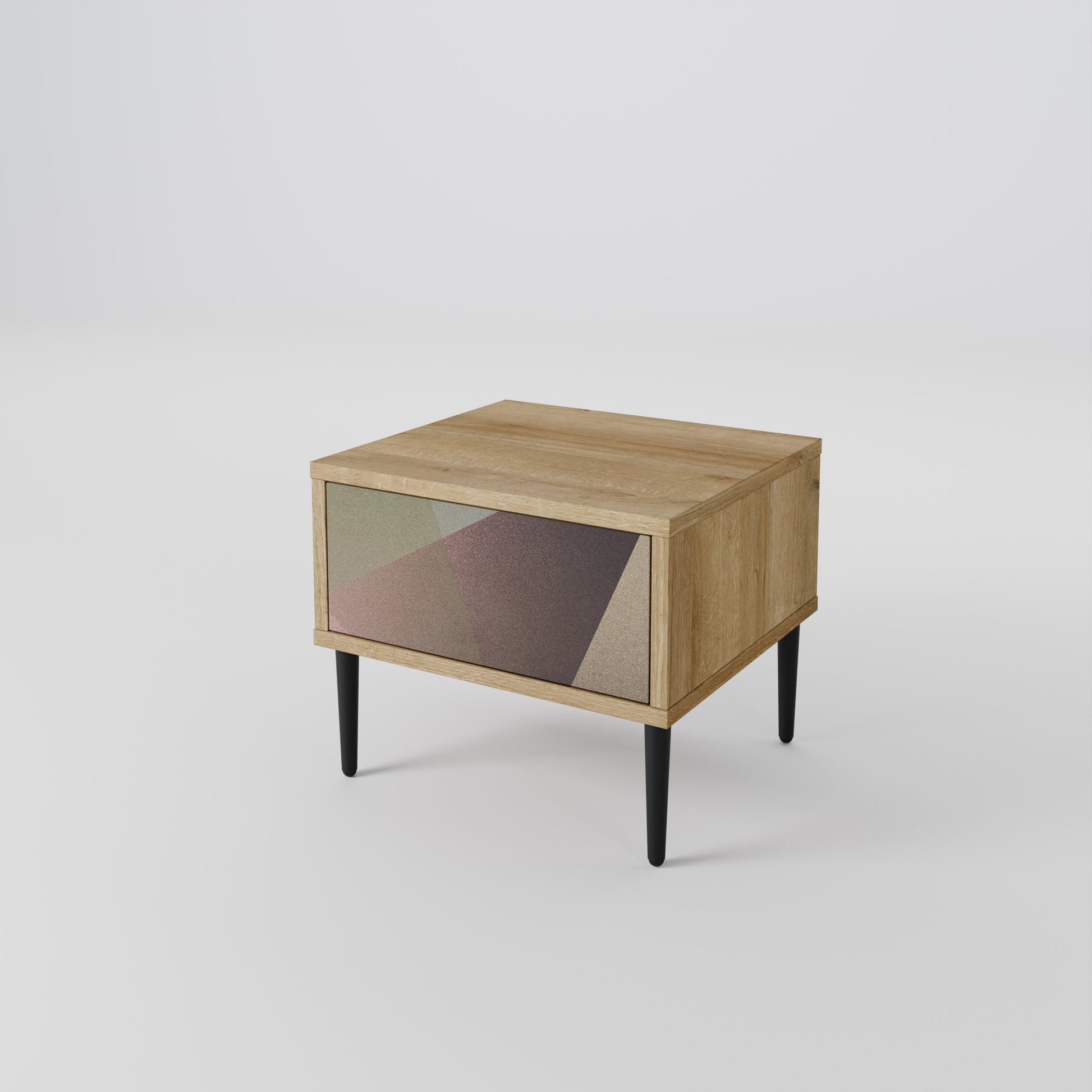 Table de chevet BEIGE GEOMETRY effet chêne