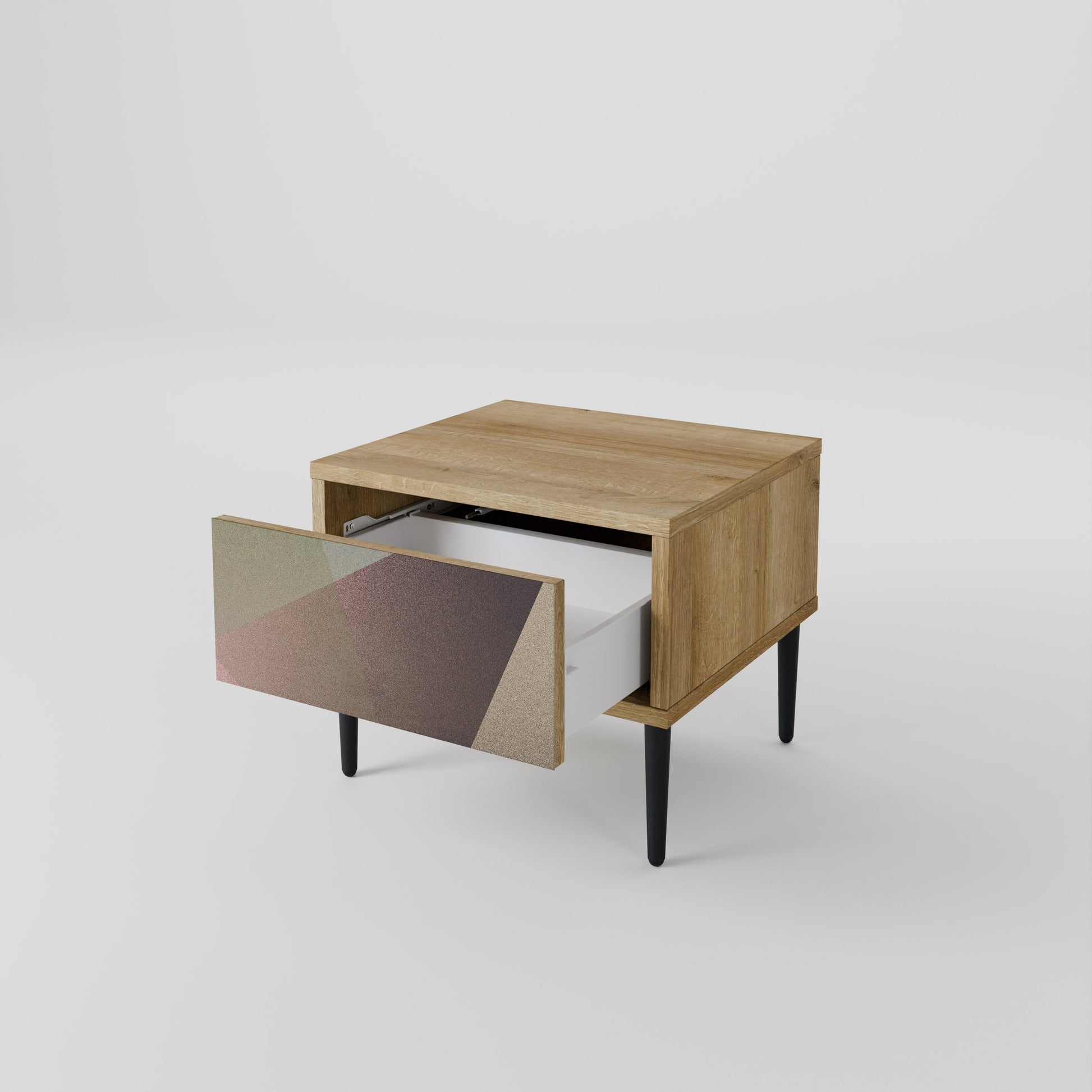 Table de chevet BEIGE GEOMETRY effet chêne