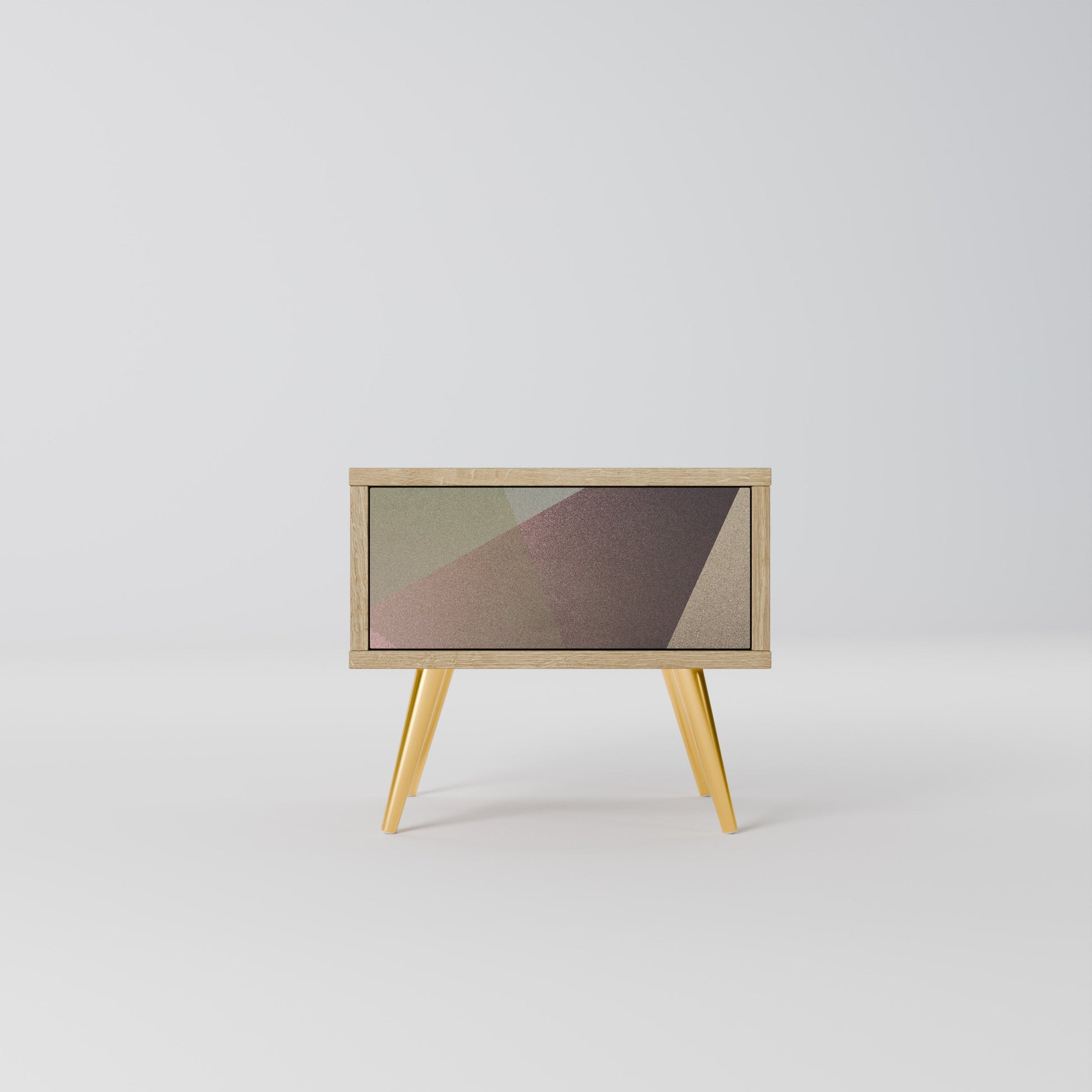 Table de chevet BEIGE GEOMETRY effet chêne