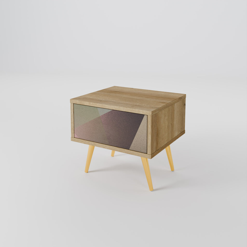 Table de chevet BEIGE GEOMETRY effet chêne