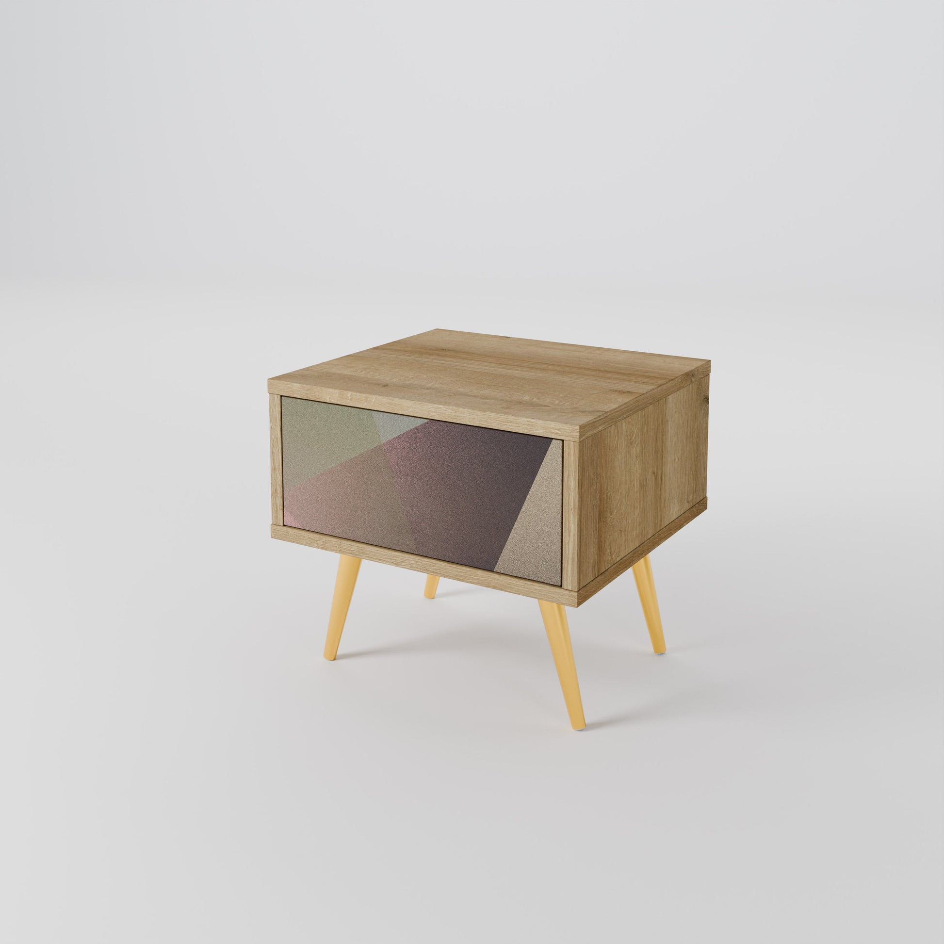 Table de chevet BEIGE GEOMETRY effet chêne