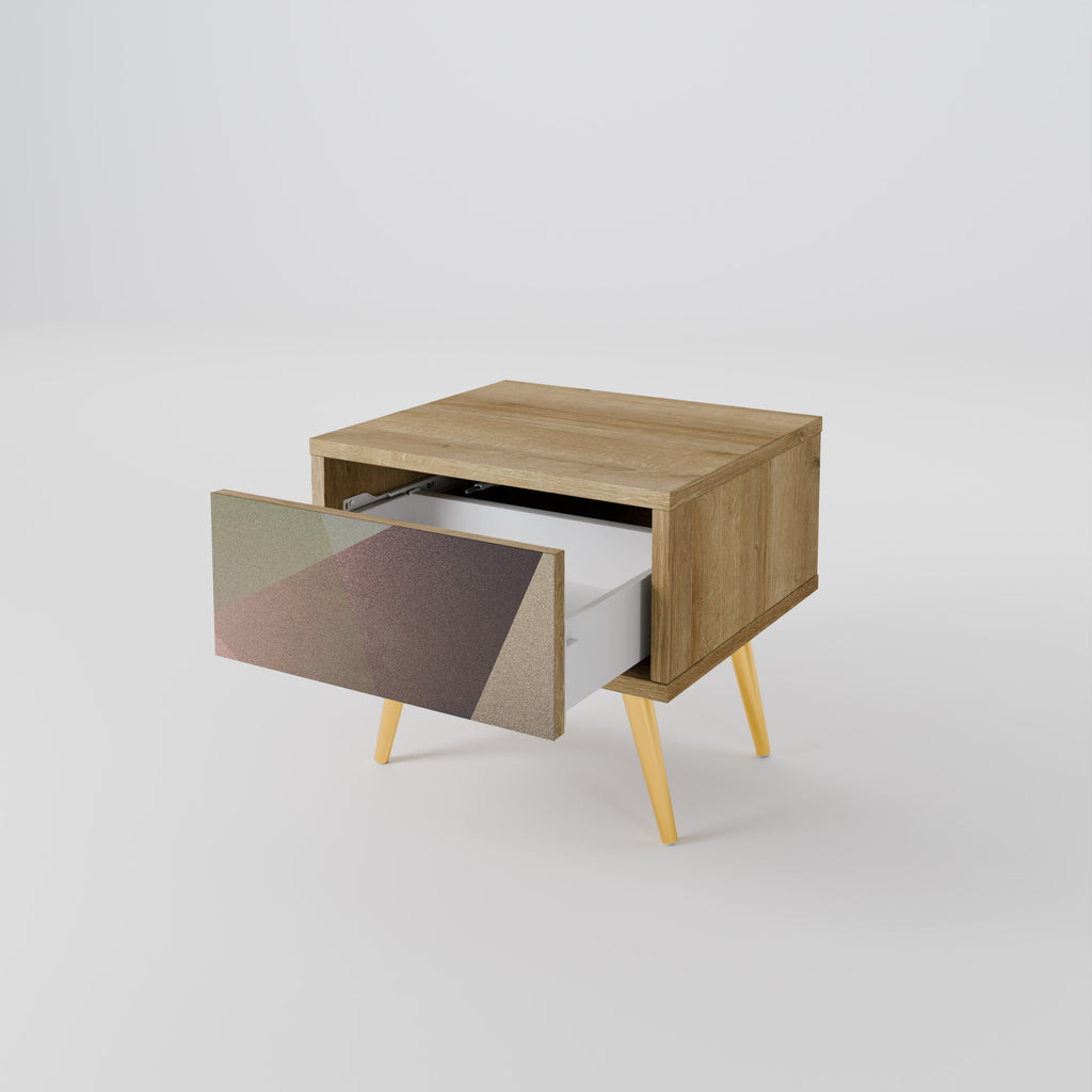 Table de chevet BEIGE GEOMETRY effet chêne