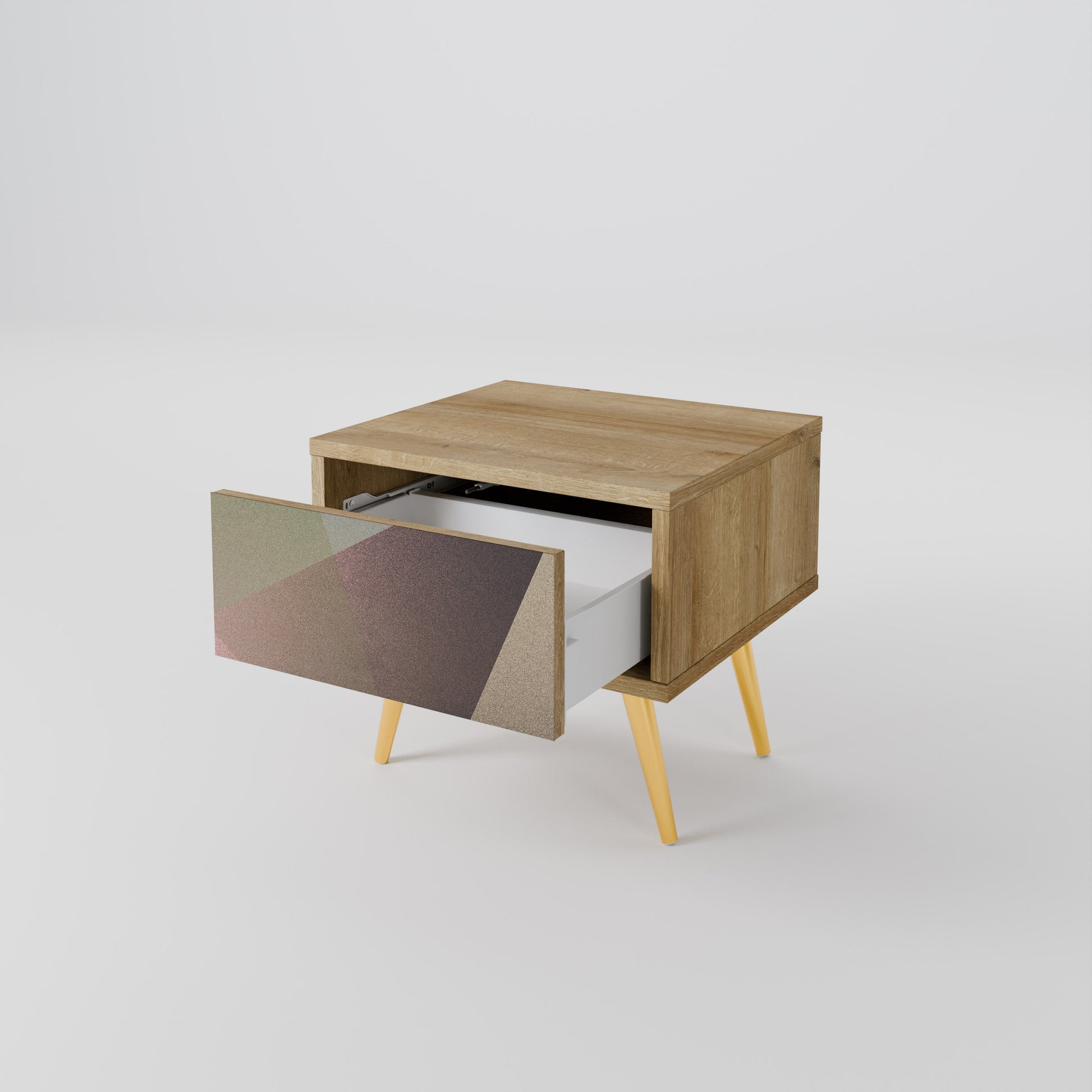 Table de chevet BEIGE GEOMETRY effet chêne