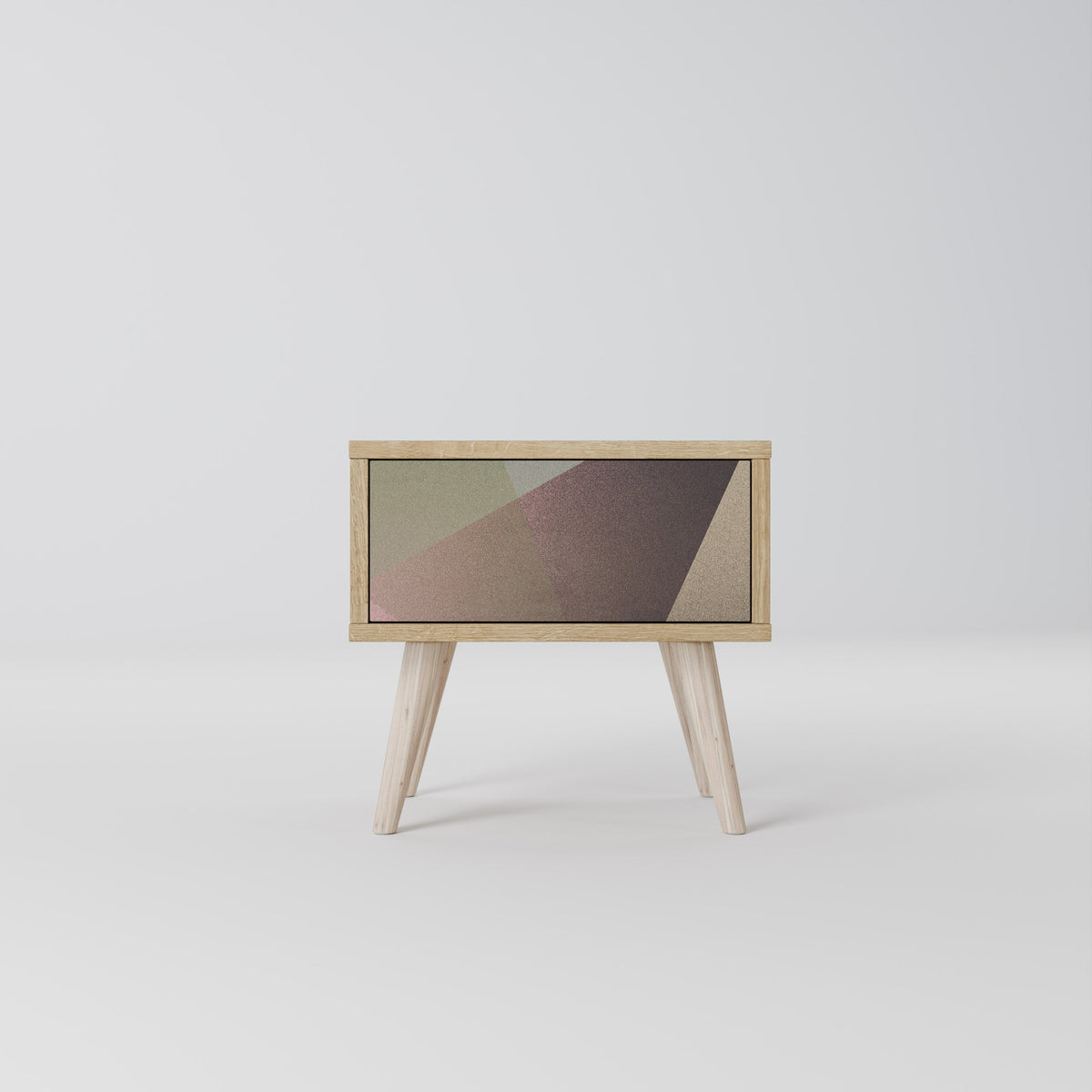 Table de chevet BEIGE GEOMETRY effet chêne