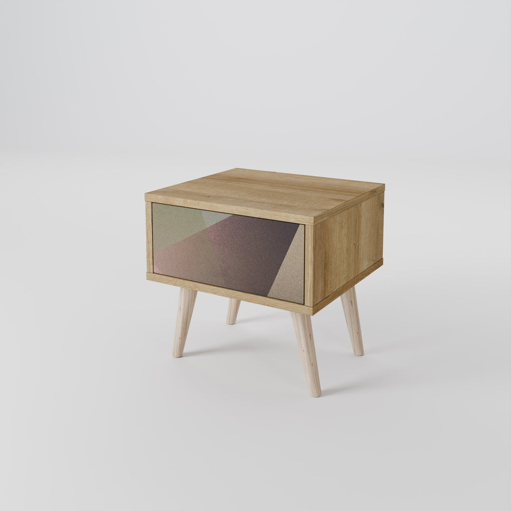 Table de chevet BEIGE GEOMETRY effet chêne