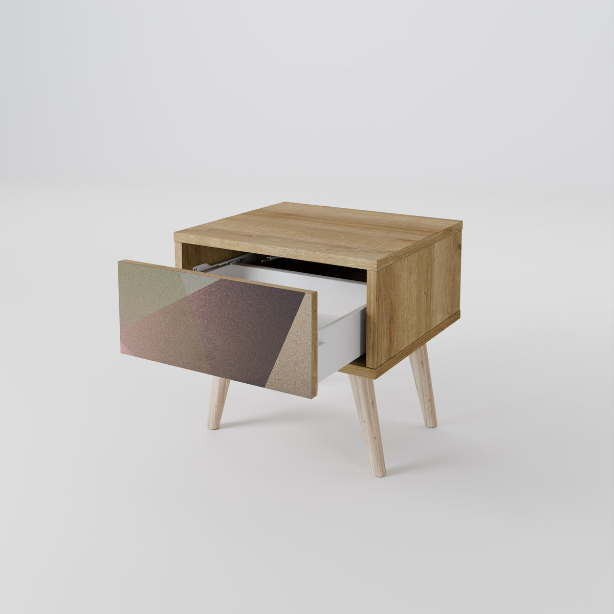 Table de chevet BEIGE GEOMETRY effet chêne