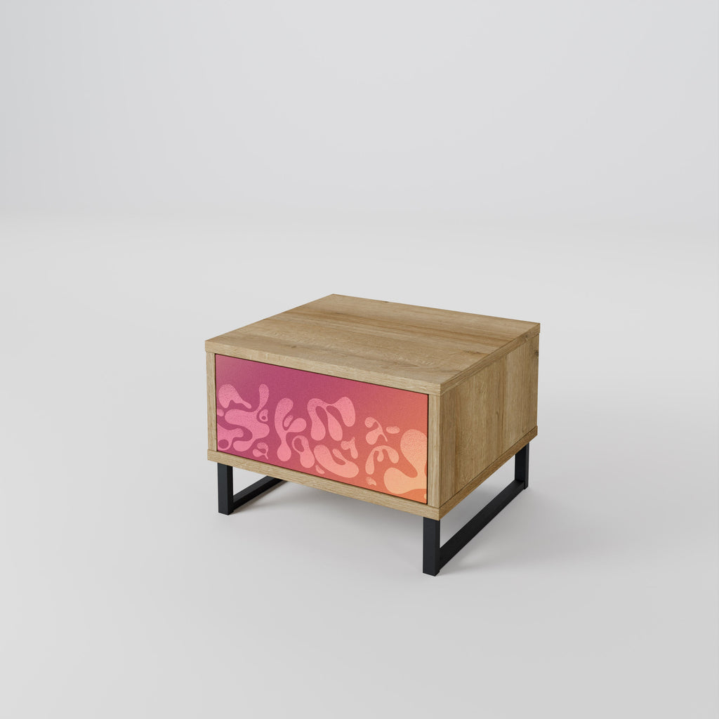 Table de chevet IRREGULAR PINK effet chêne