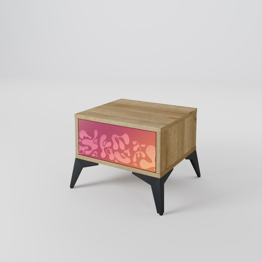 Table de chevet IRREGULAR PINK effet chêne