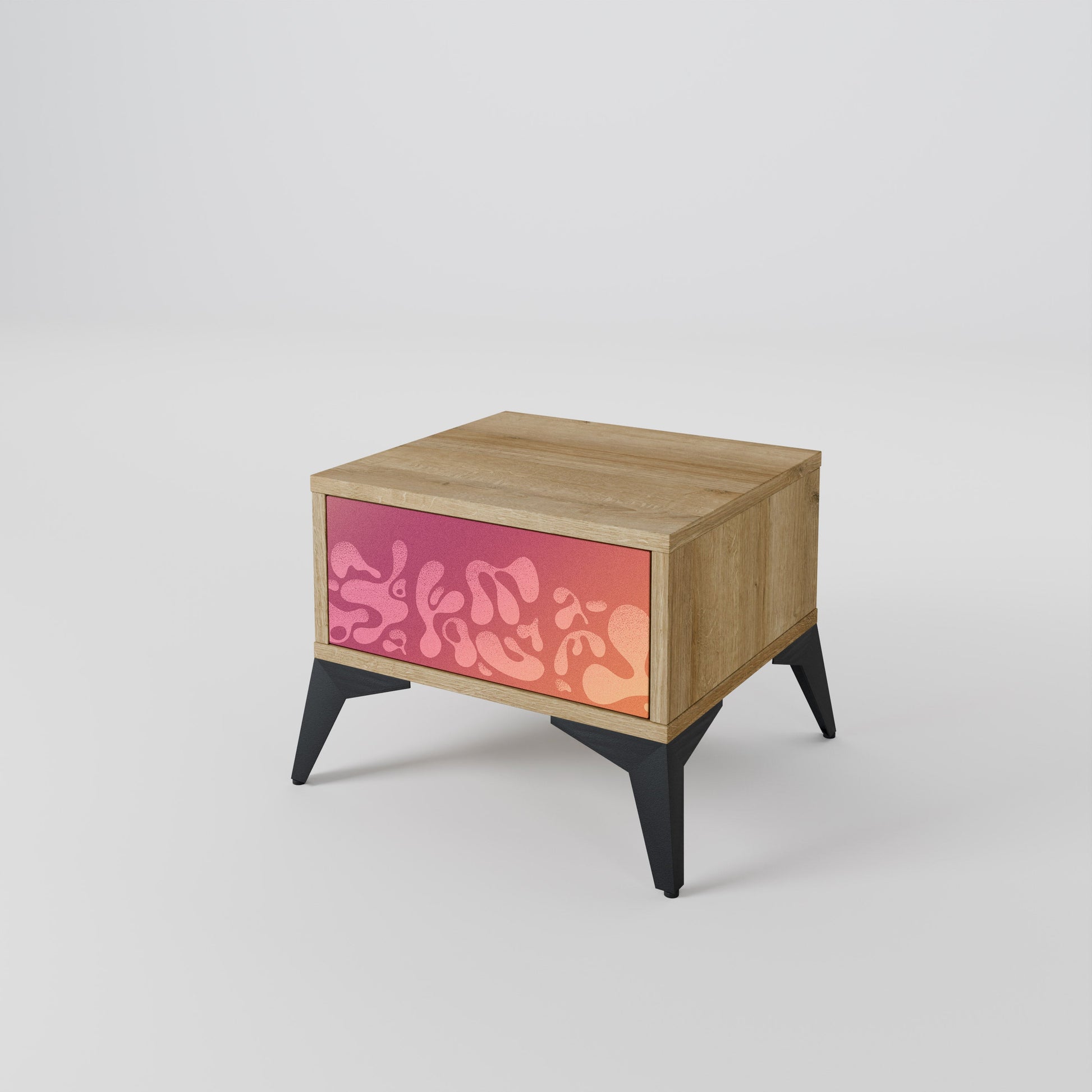 Table de chevet IRREGULAR PINK effet chêne
