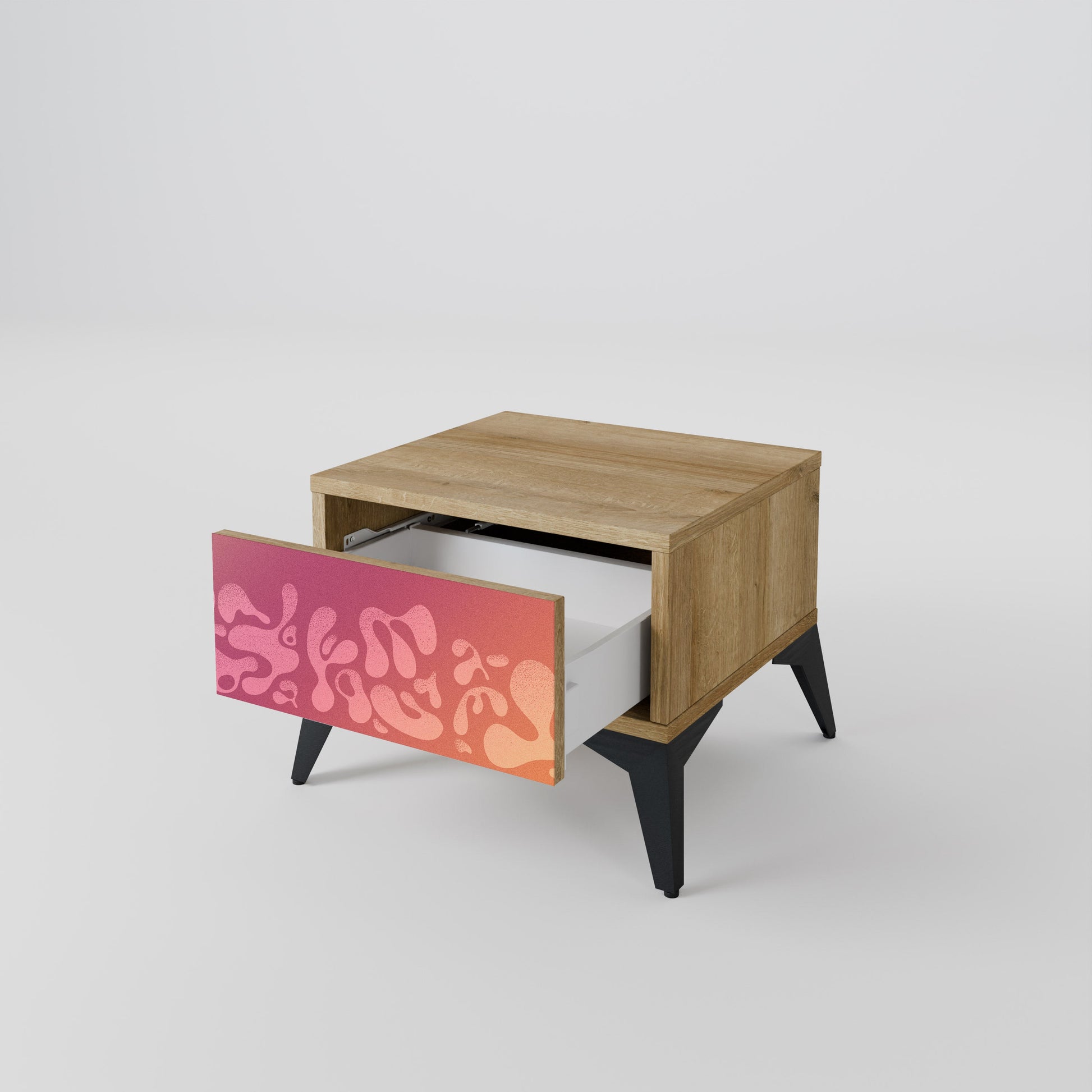 Table de chevet IRREGULAR PINK effet chêne