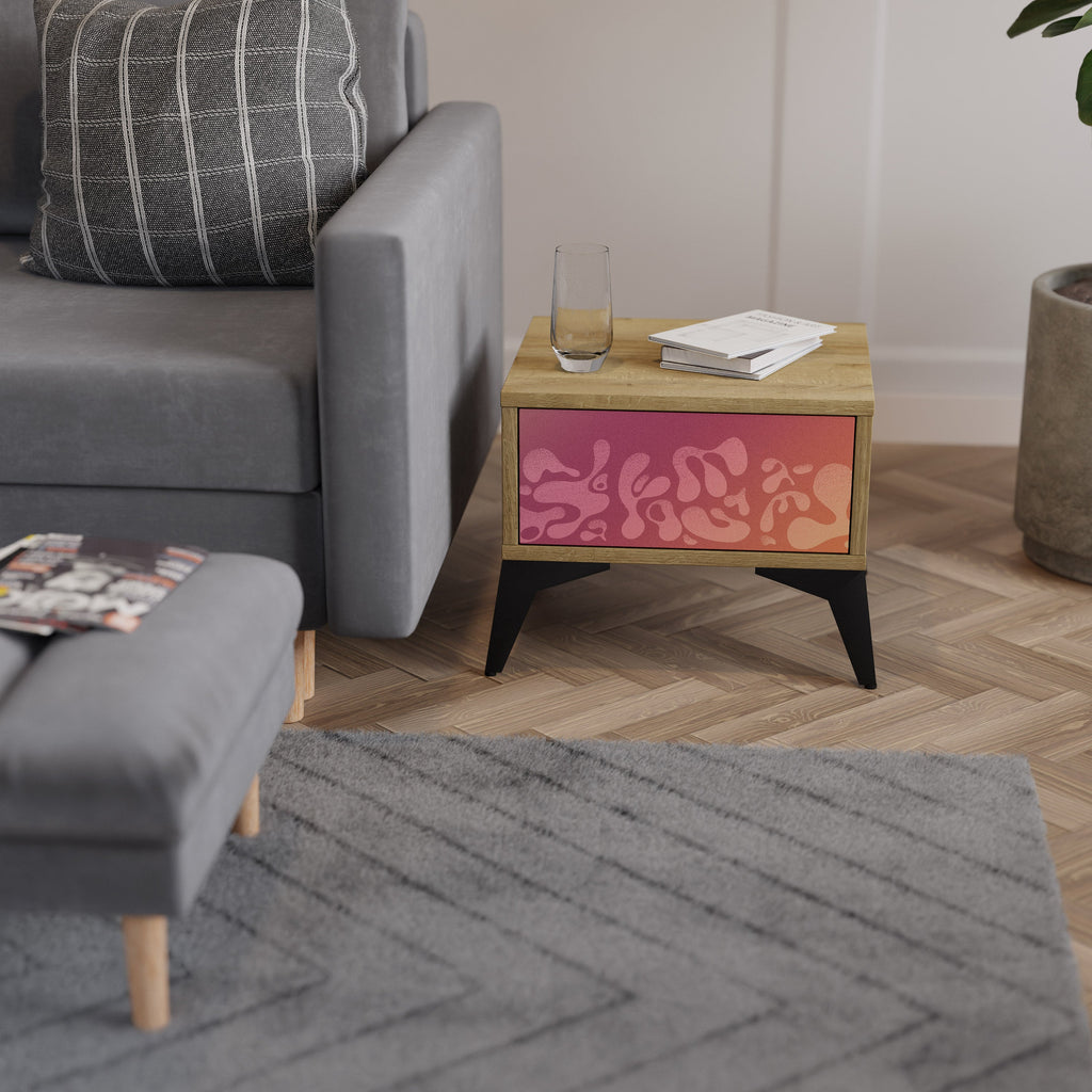 Table de chevet IRREGULAR PINK effet chêne