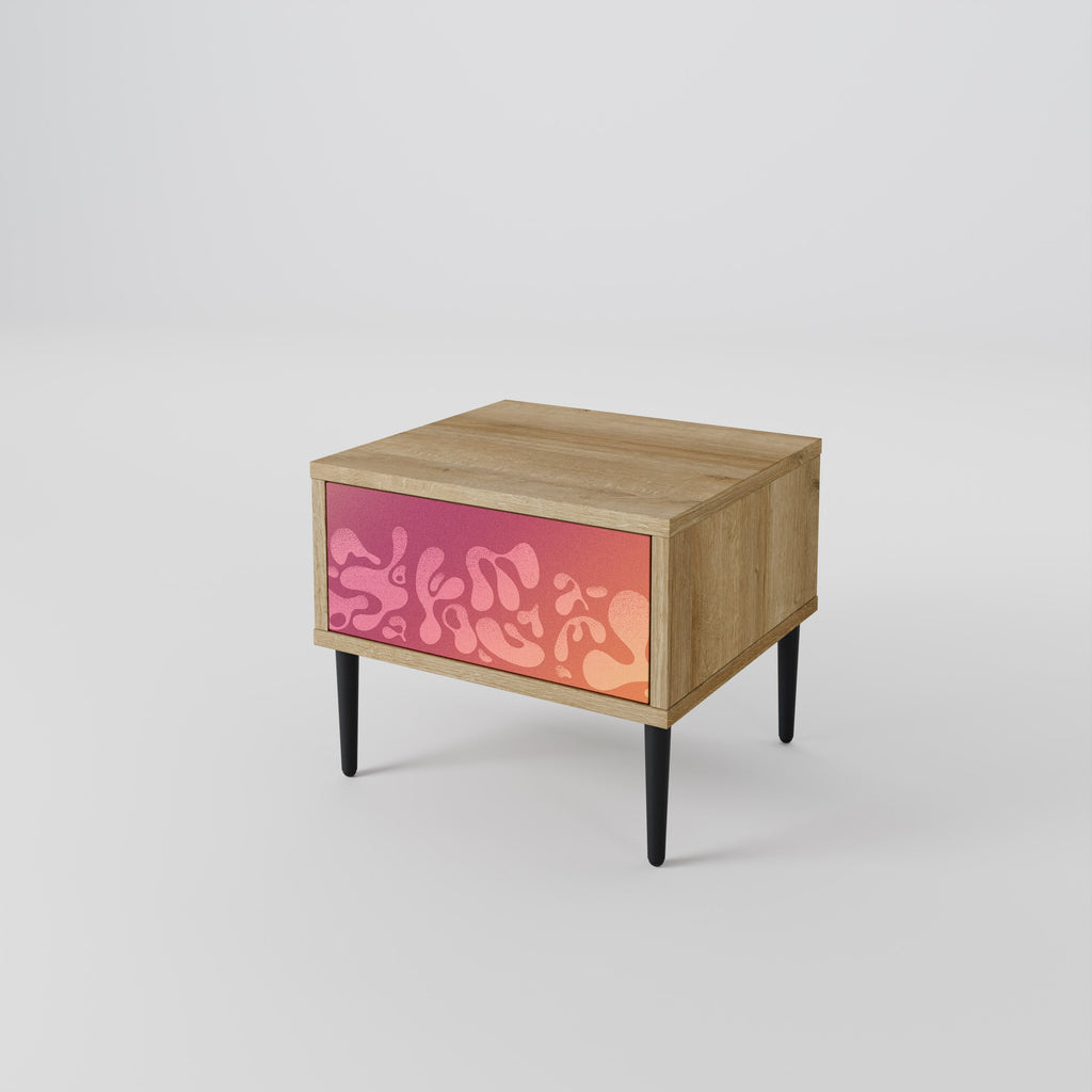 Table de chevet IRREGULAR PINK effet chêne