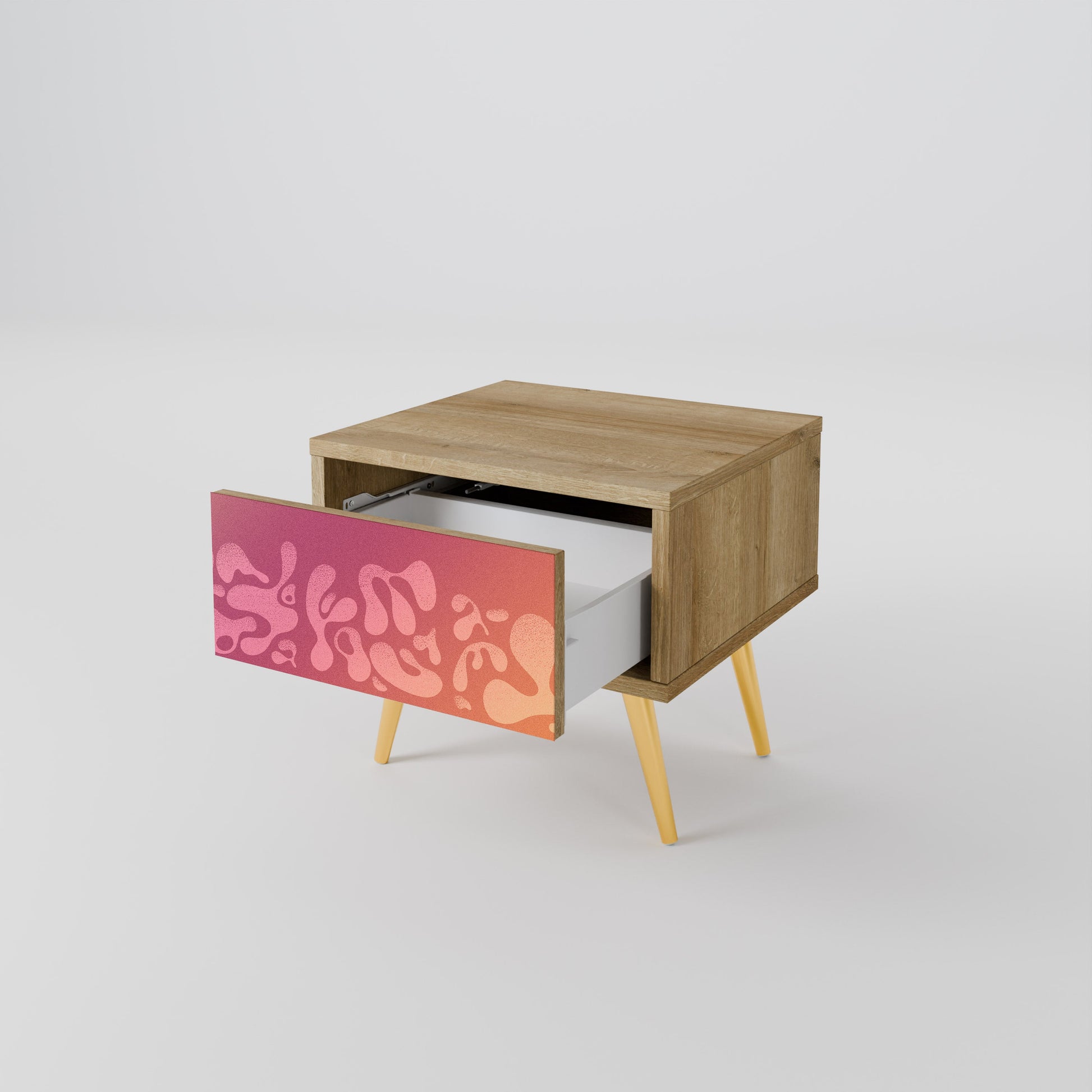 Table de chevet IRREGULAR PINK effet chêne