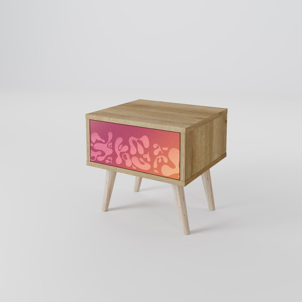 Table de chevet IRREGULAR PINK effet chêne